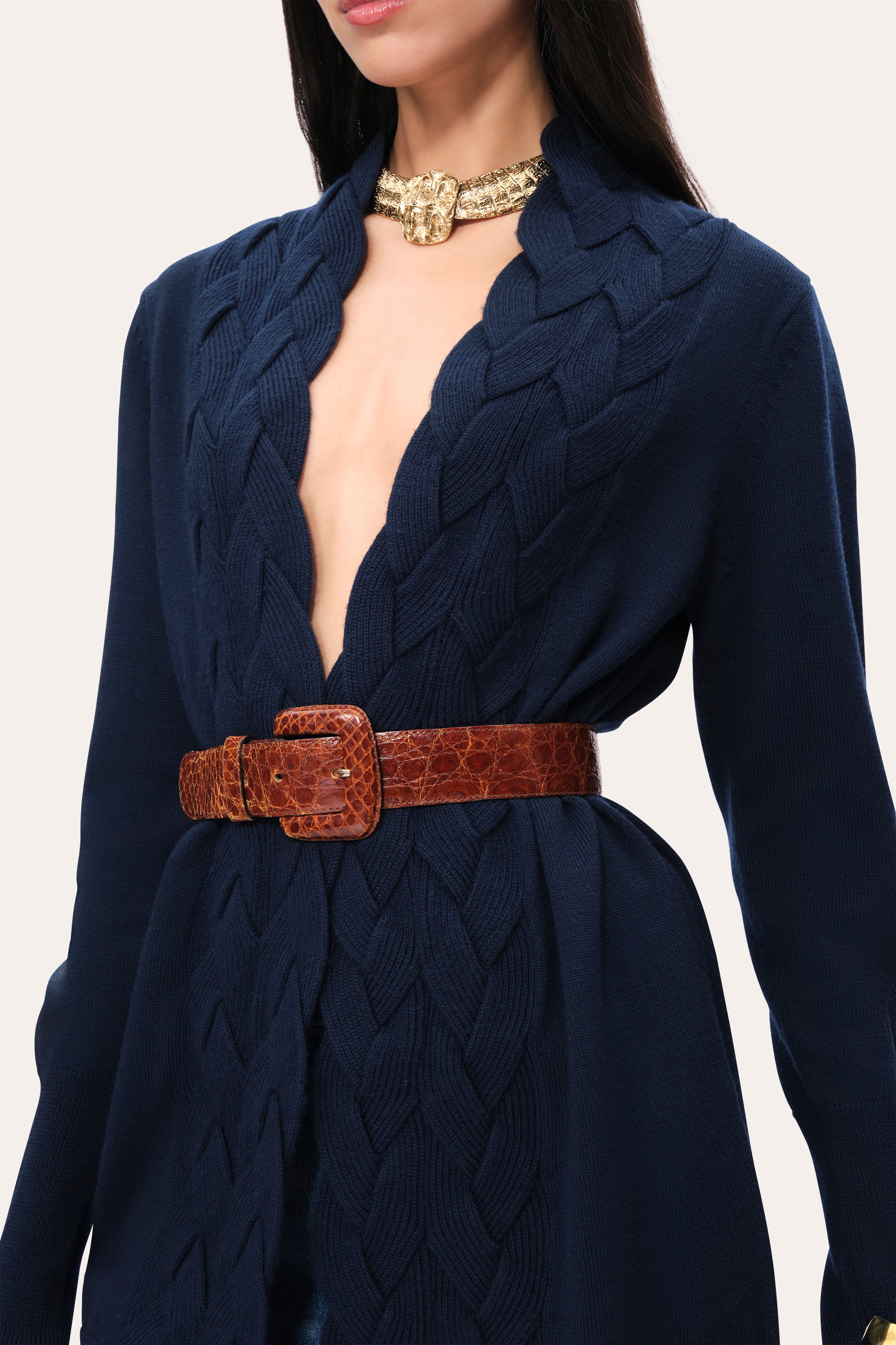 Elie Tahari E95X5504 kardigan granatowy merino