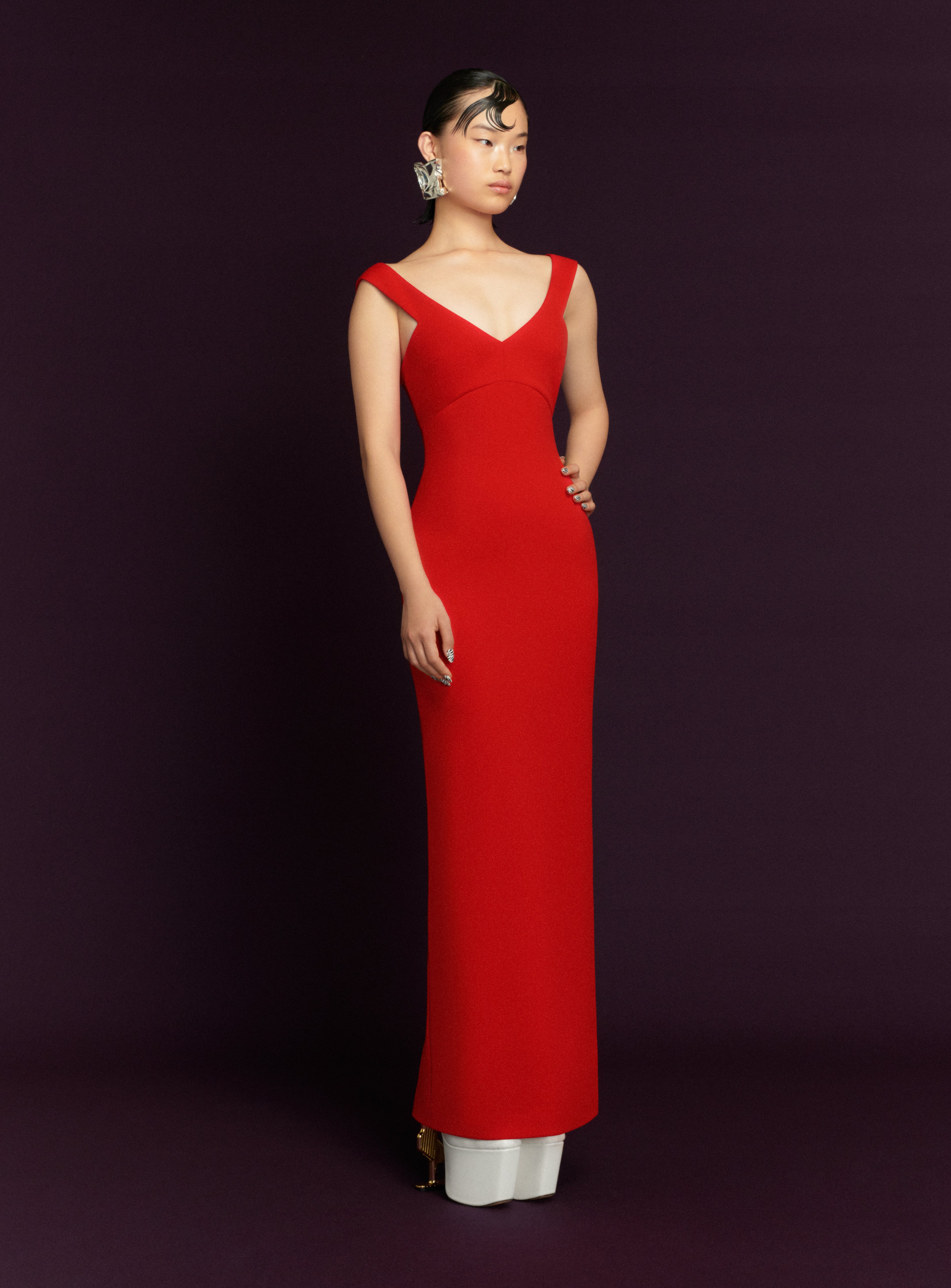 SOLACE LONDON Nalani sukienka maxi czerwona hiszpanka