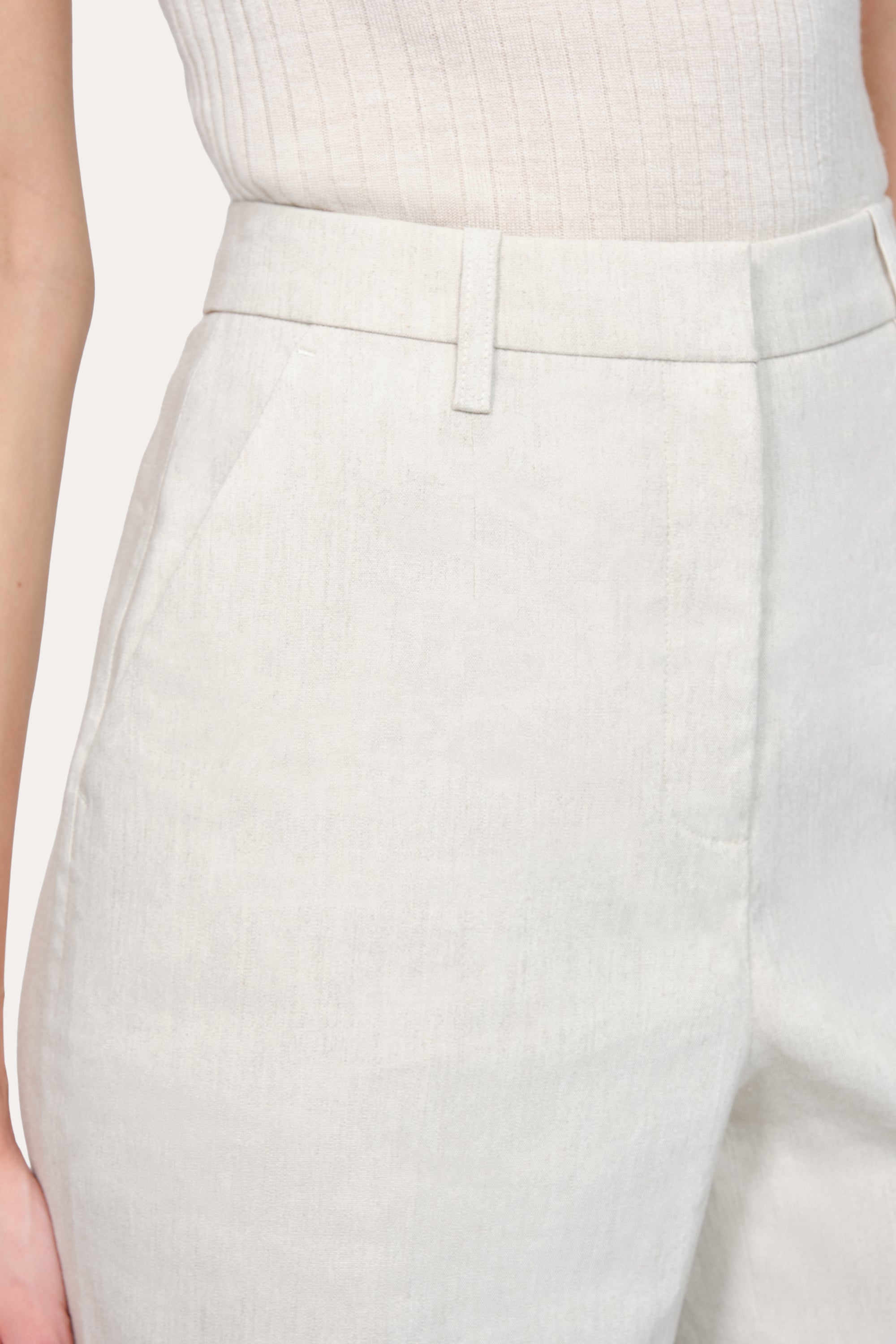 Elie Tahari Solenne spodnie Putty Melange lniane