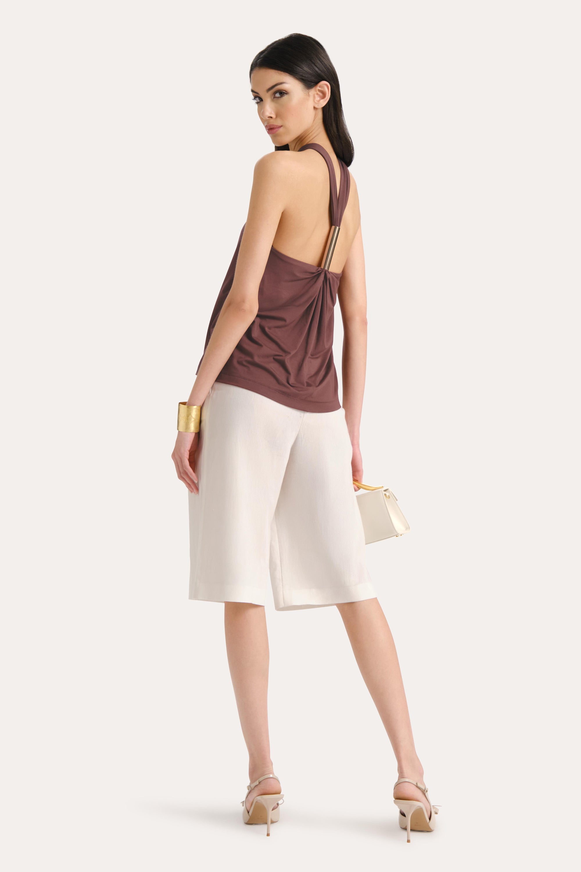 Elie Tahari Lila Halterneck Top bluzka Vintage Rouge
