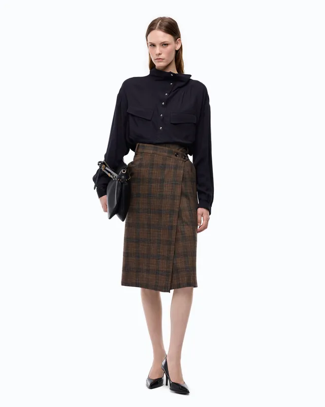 Pinko Marzemino Skirt spódnica kopertowa w kratę