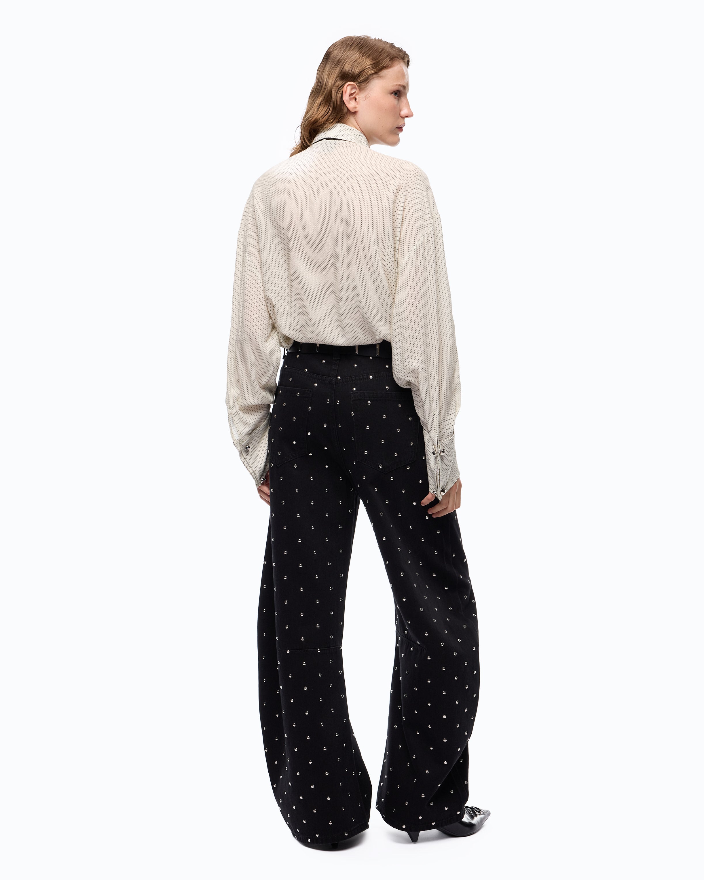 Pinko Emma Egg spodnie barrel jeans czarne z ćwiekami
