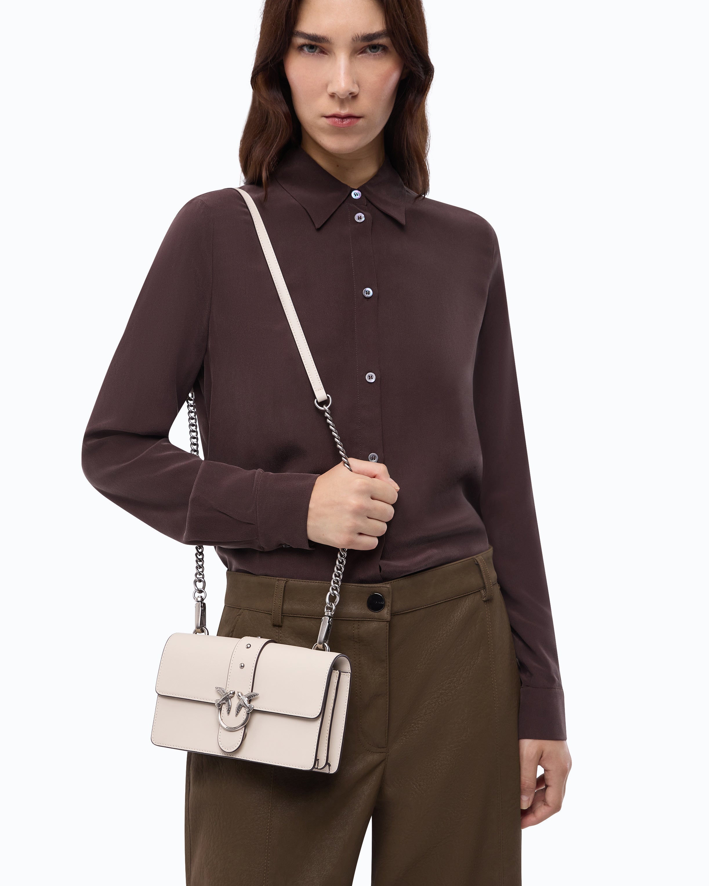 Pinko Love Bag One torebka biała skórzana