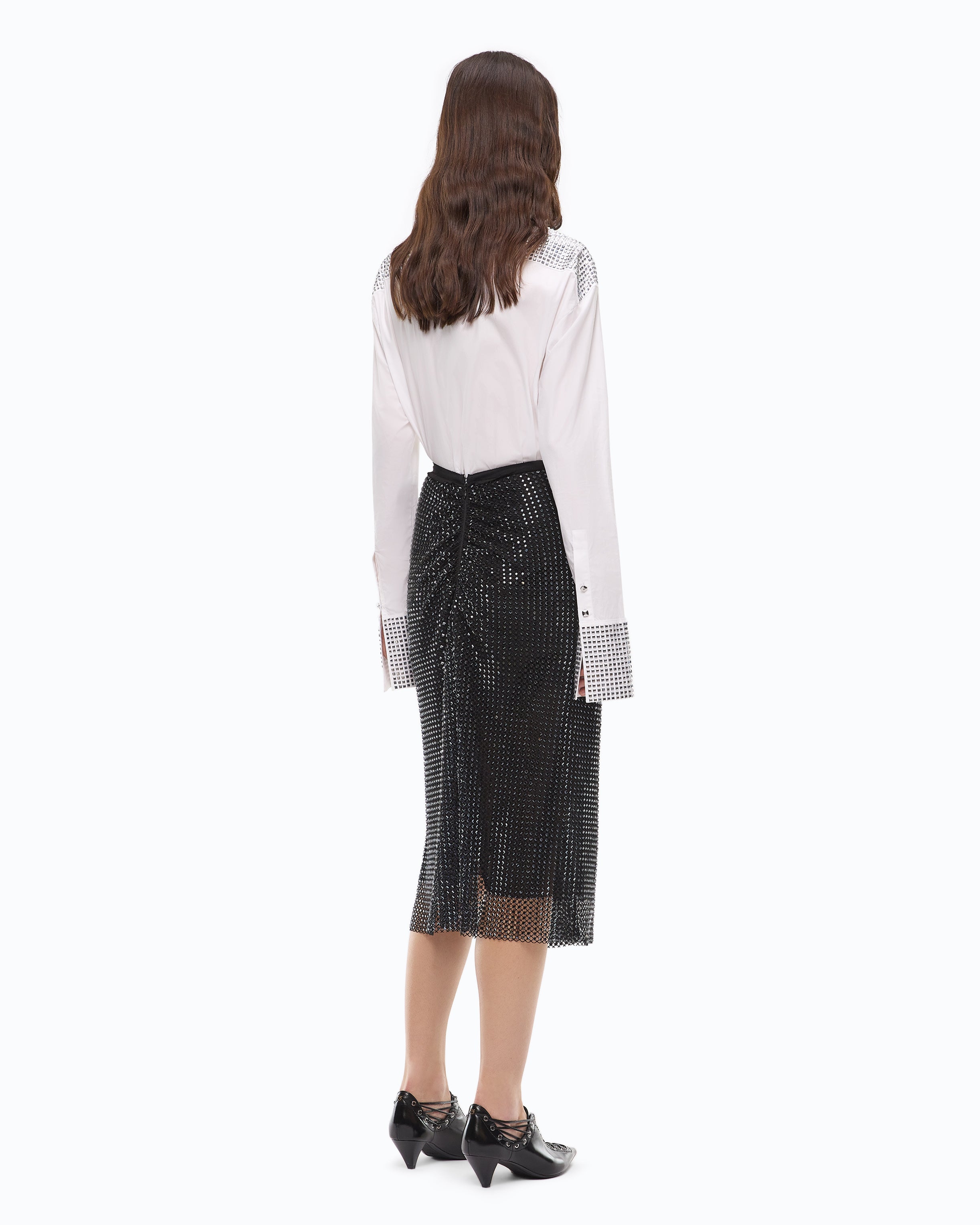Pinko Berlina Skirt spódnica czarna za kolano z kryształkami
