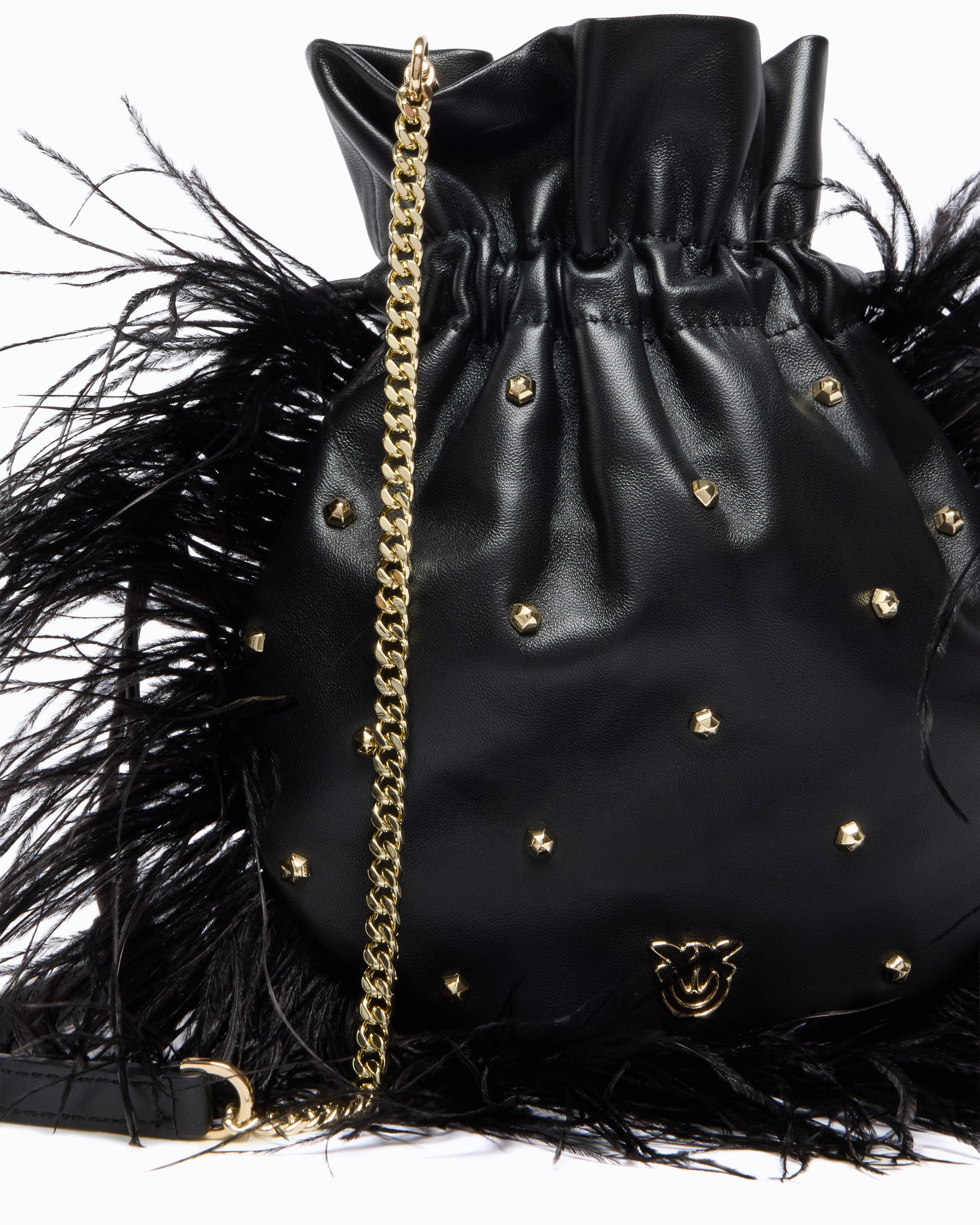 Pinko Galleria pouch torebka pióra czarna