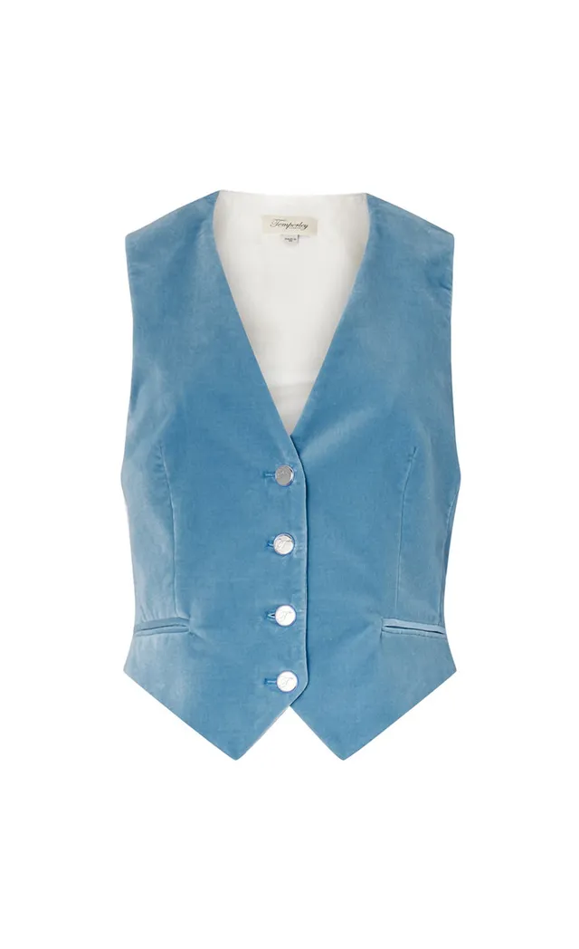 Temperley London Clove kamizelka aksamitna Ice Blue