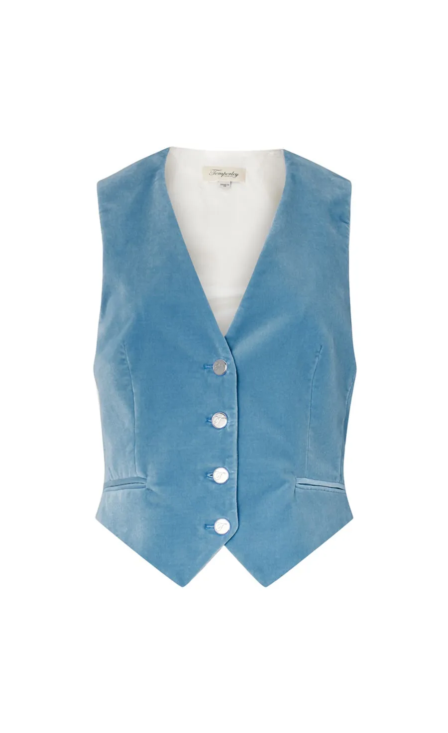 Temperley London Clove kamizelka aksamitna Ice Blue