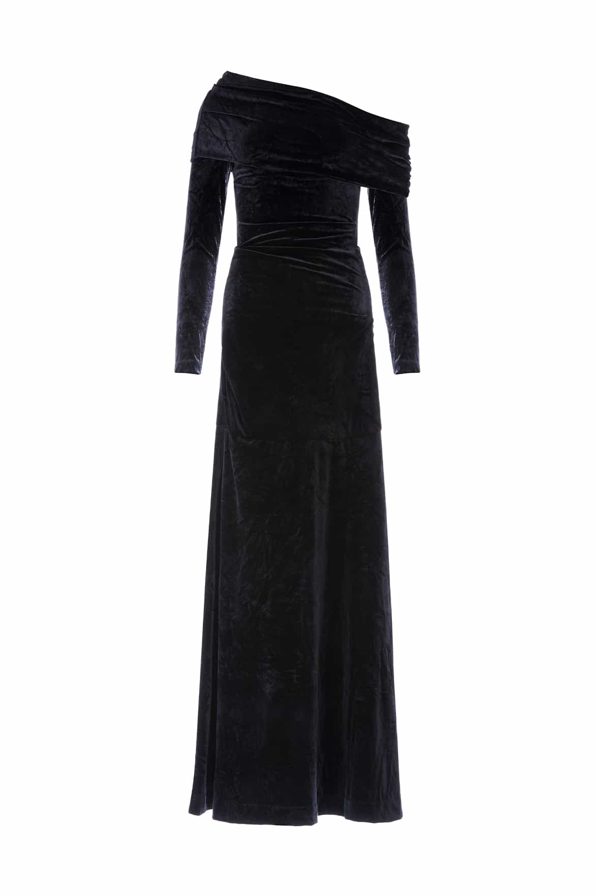 Needle & Thread Nova Velvet One-Shoulder suknia czarna welur