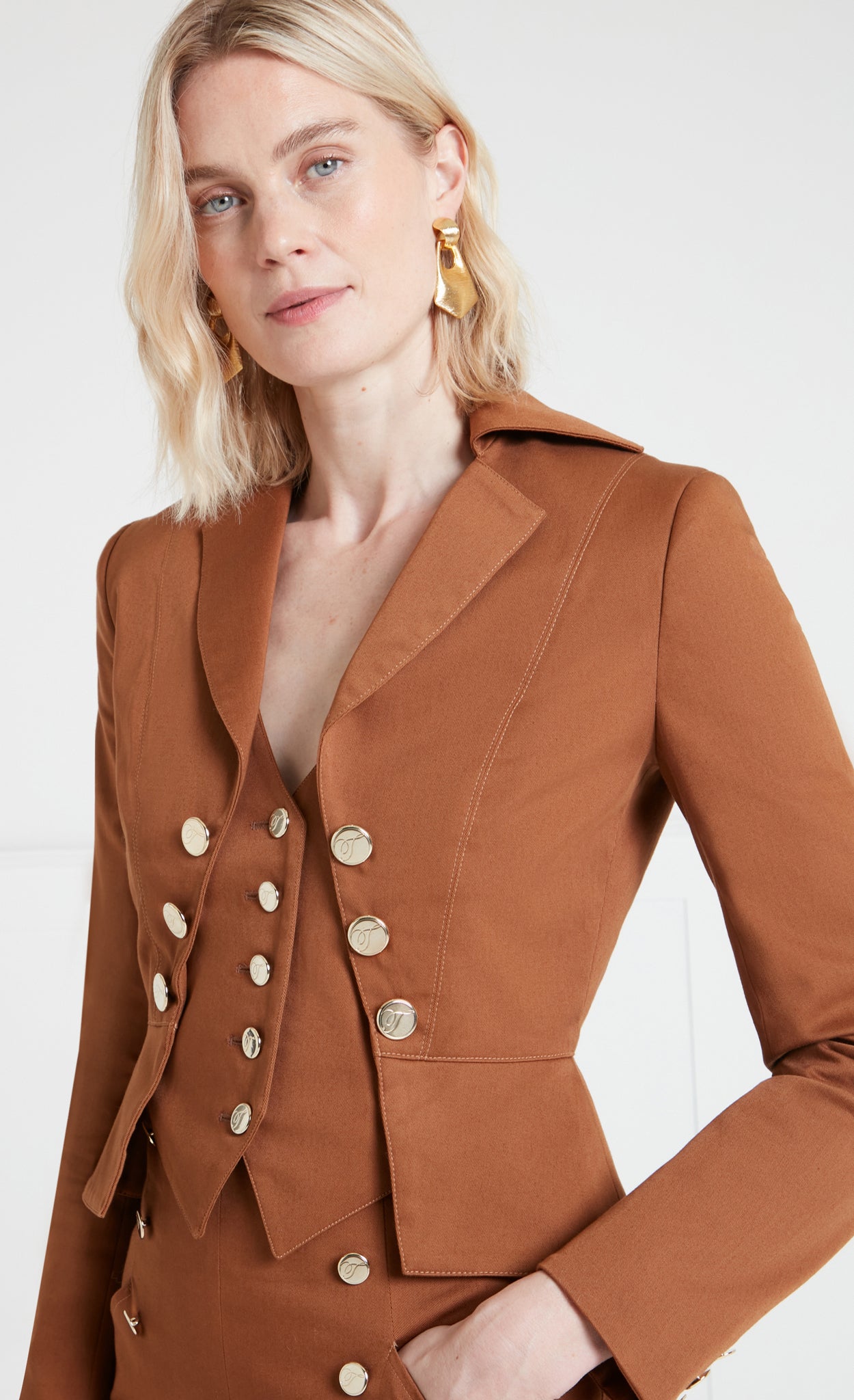 Temperley London Castell marynarka Brown taliowana 2w1