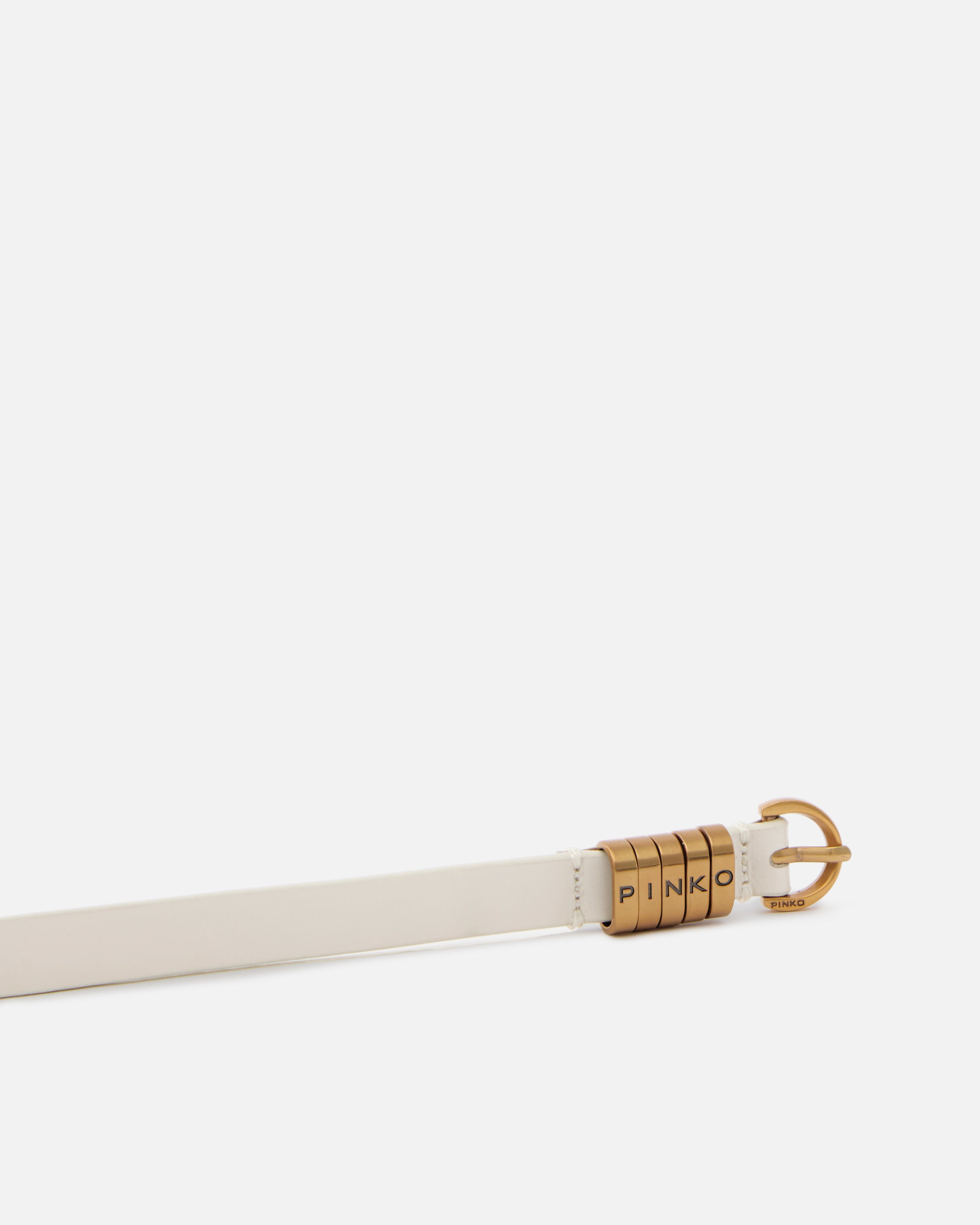 Pinko Saddle Belt H1 pasek skórzany 1,2 cm srebrny