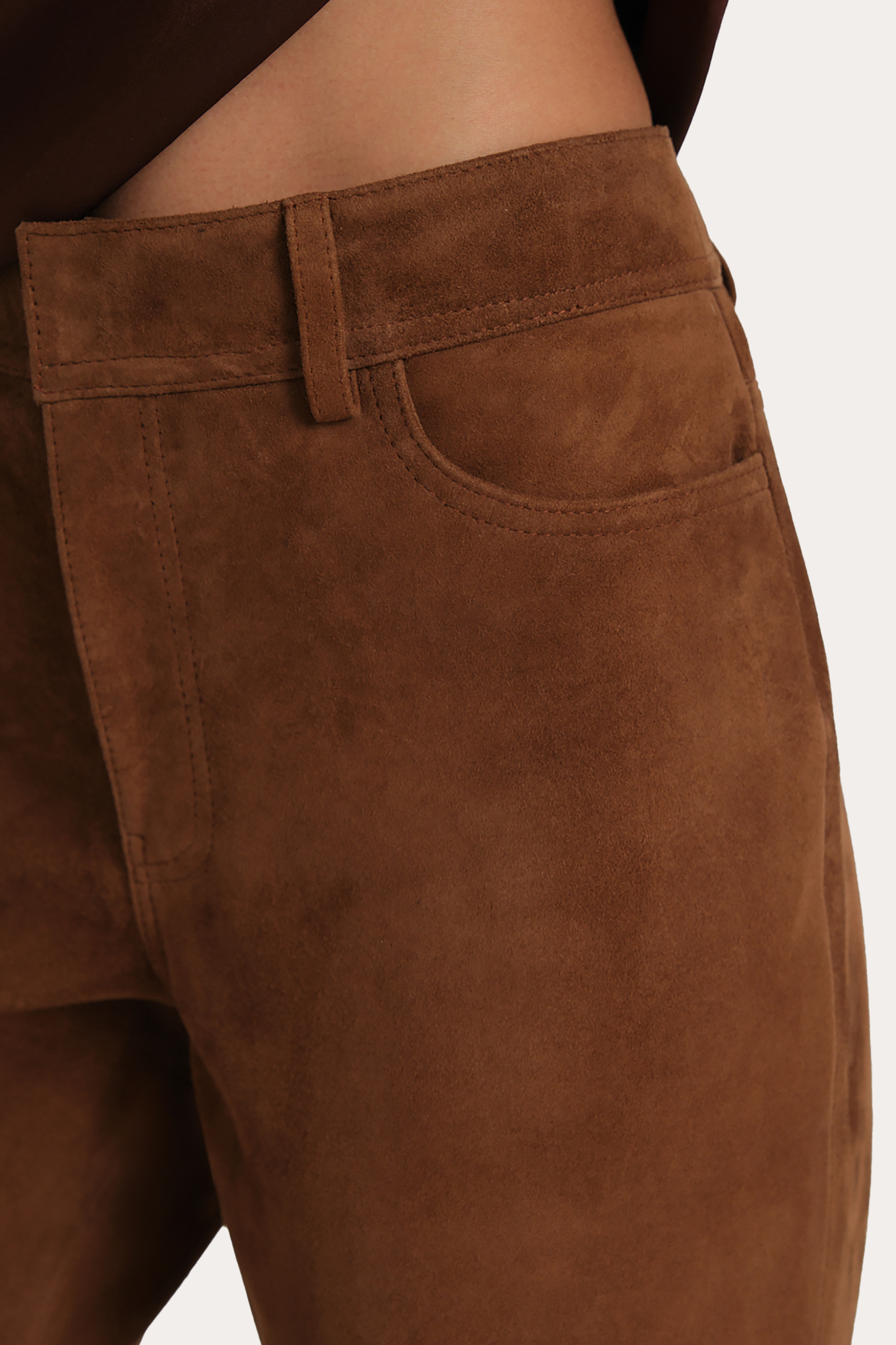 Elie Tahari Anouk spodnie zamszowe flared Chestnut