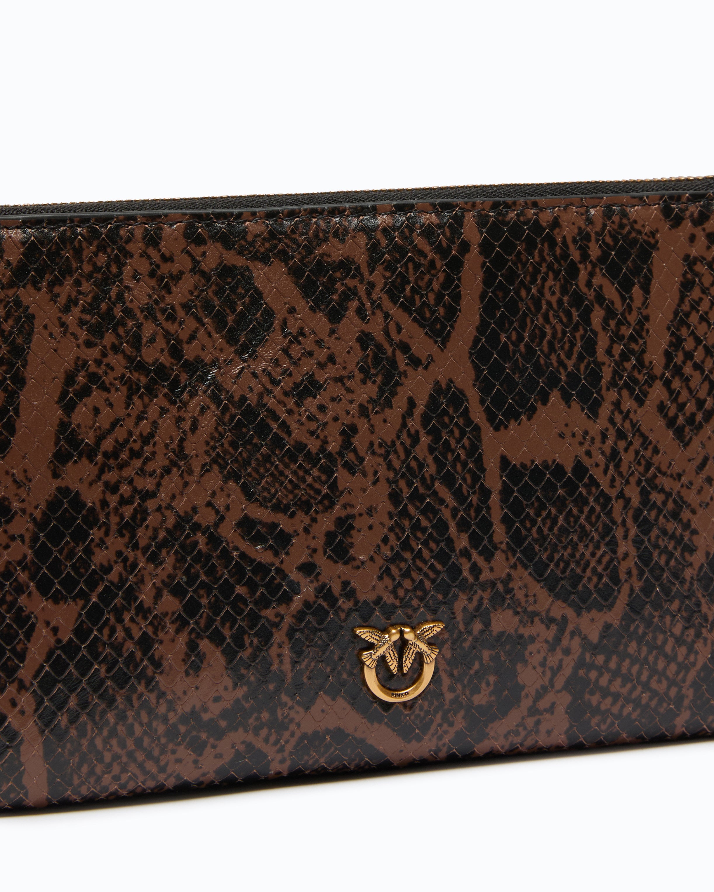 Pinko Mini Flat kopertówka skórzana w pytona