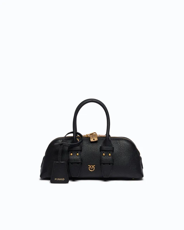 Pinko Escape Bag torebka skórzana czarna mała bowling