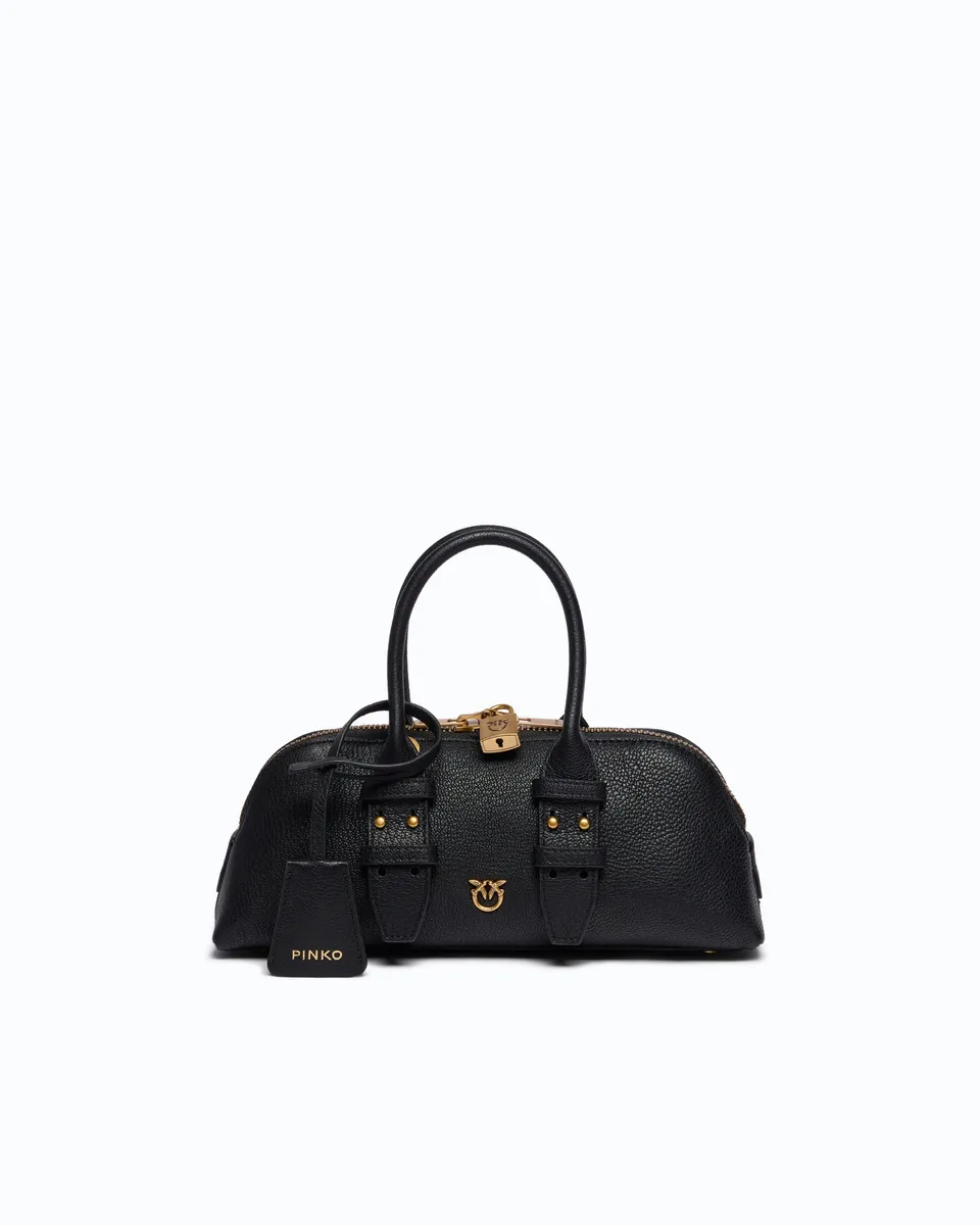 Pinko Escape Bag torebka skórzana czarna mała bowling