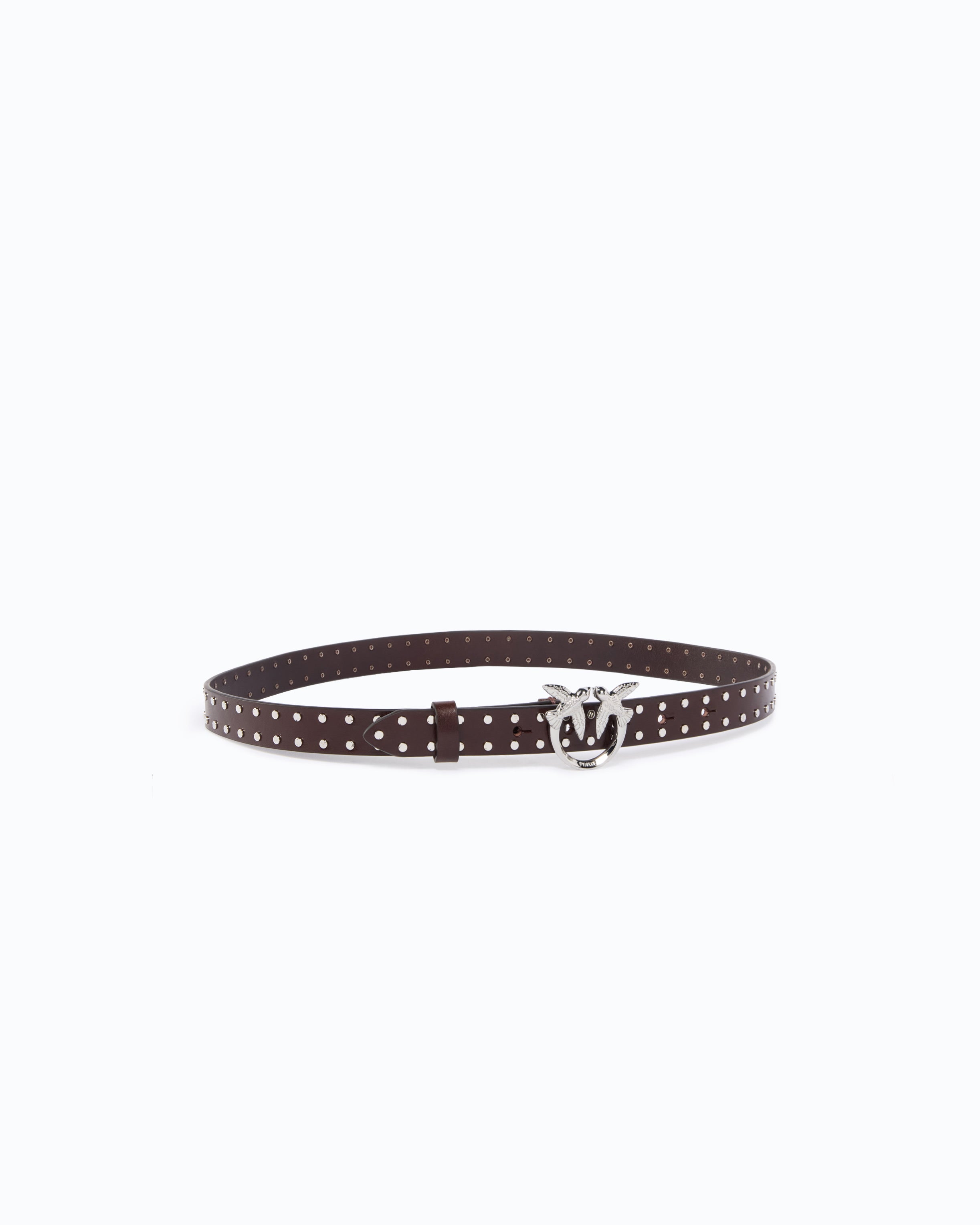 Pinko Love Belt pasek skórzany 2 cm ćwieki