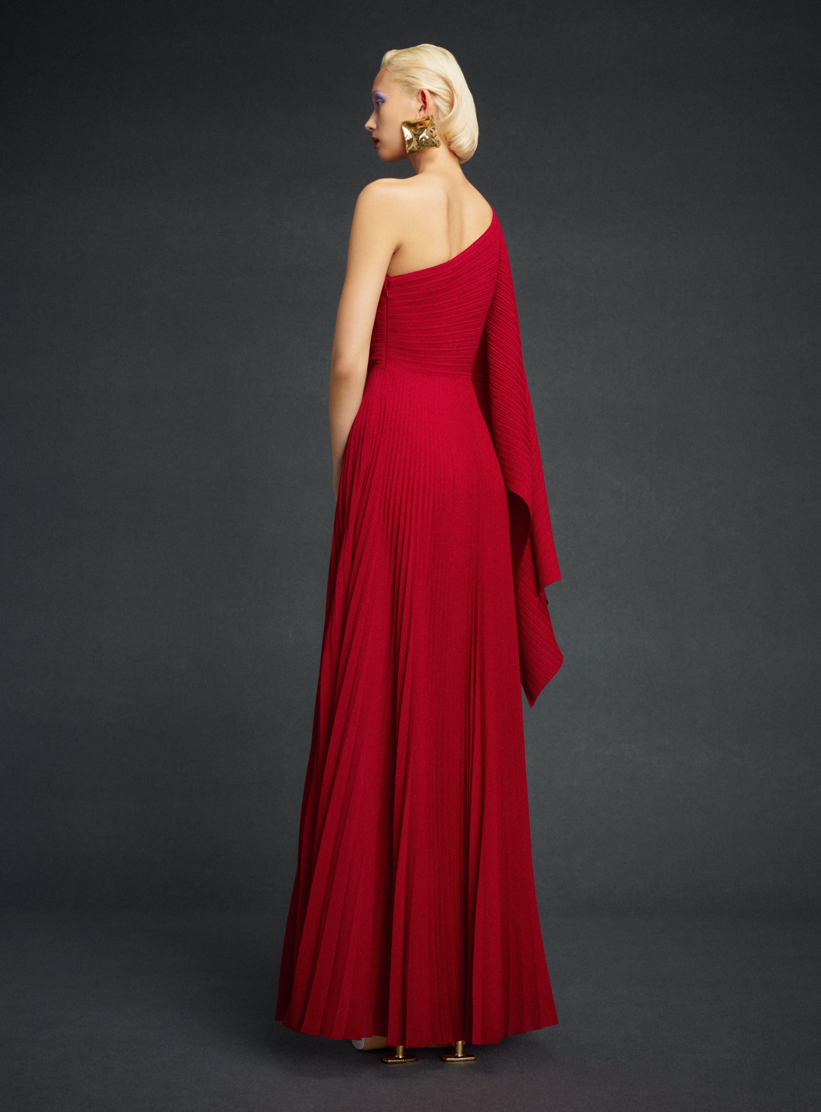 Solace London The Maci Maxi Dress sukienka rubinowa plisowana