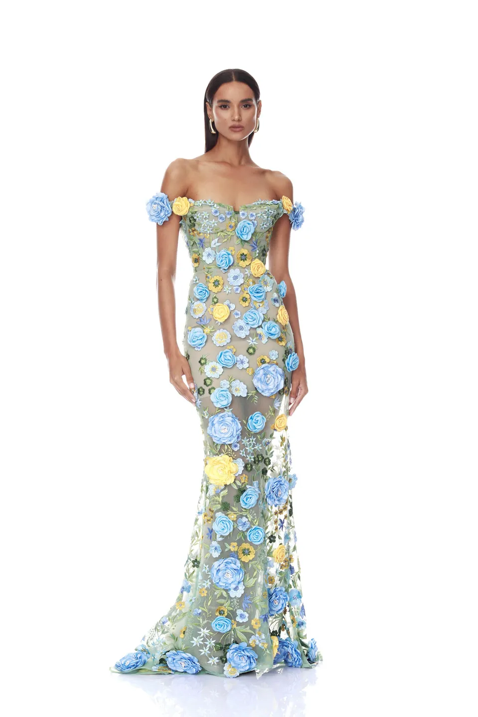 Bronx and Banco Portofino Floral Jasmine suknia niebieska