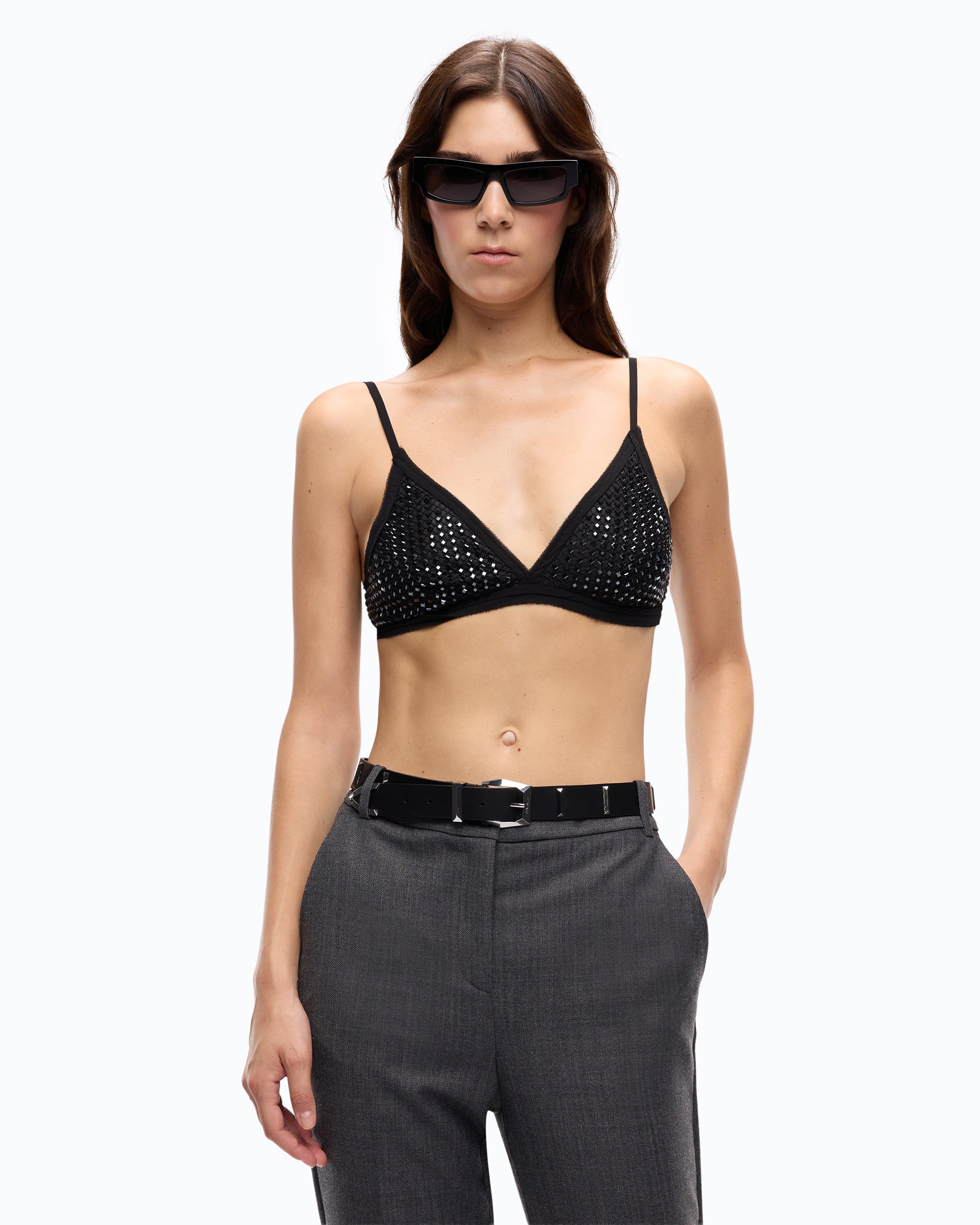 Pinko Spider Top biustonosz siateczkowy czarny
