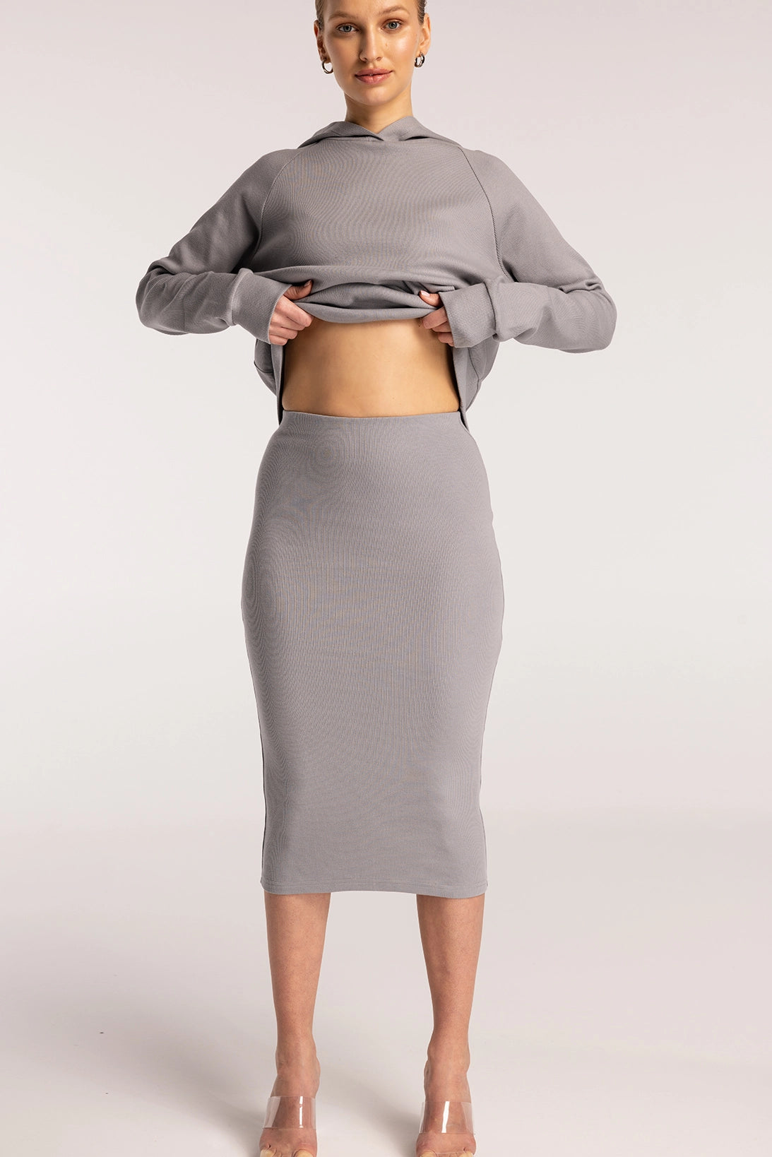 Nudyess Brooklyn Hoodie bluza z kapturem Gray luźna