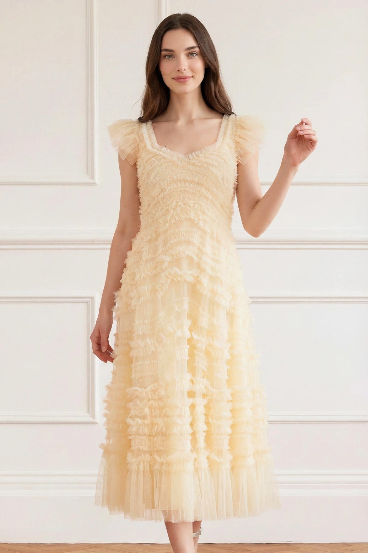 Needle & Thread Amara Backless Ballerina sukienka Lemon