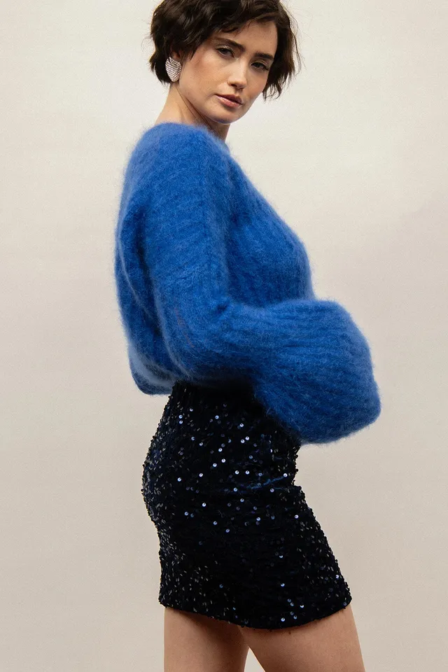 Nudyess Ellie spódnica mini cekinowa Dark Navy