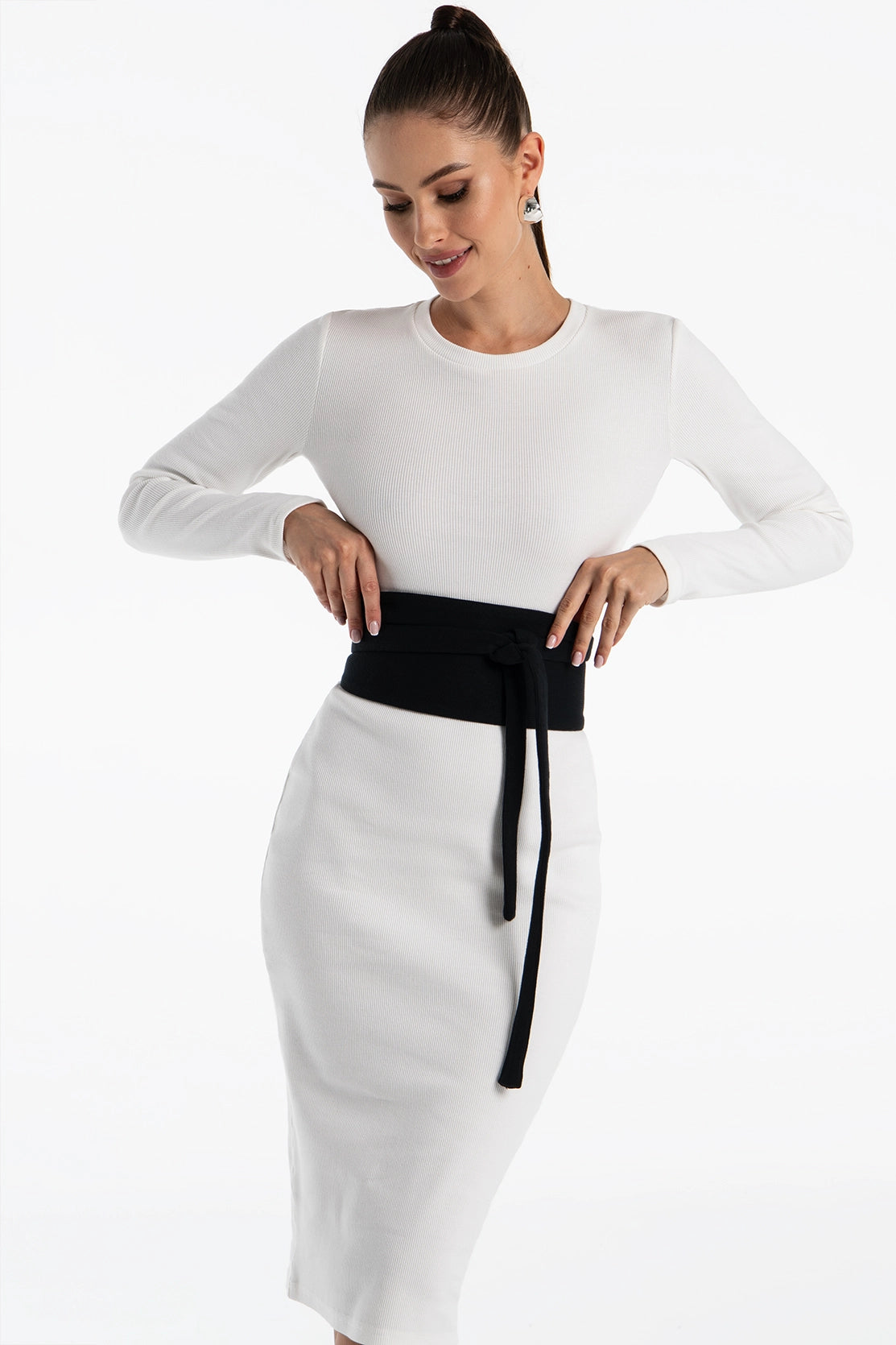Nudyess Dark Belt pasek czarny prążkowany