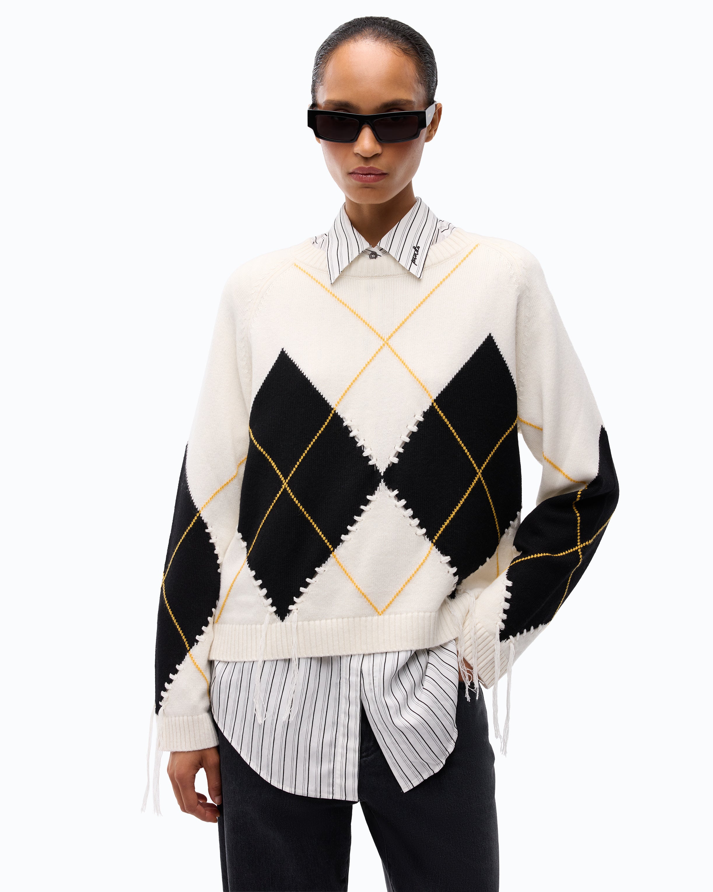 Pinko Berna Sweater sweter beżowy w romby