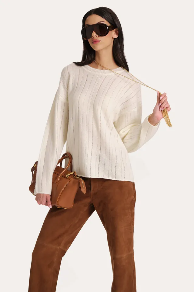 Elie Tahari Cashmere Wool sweter Ivory wełna kaszmir