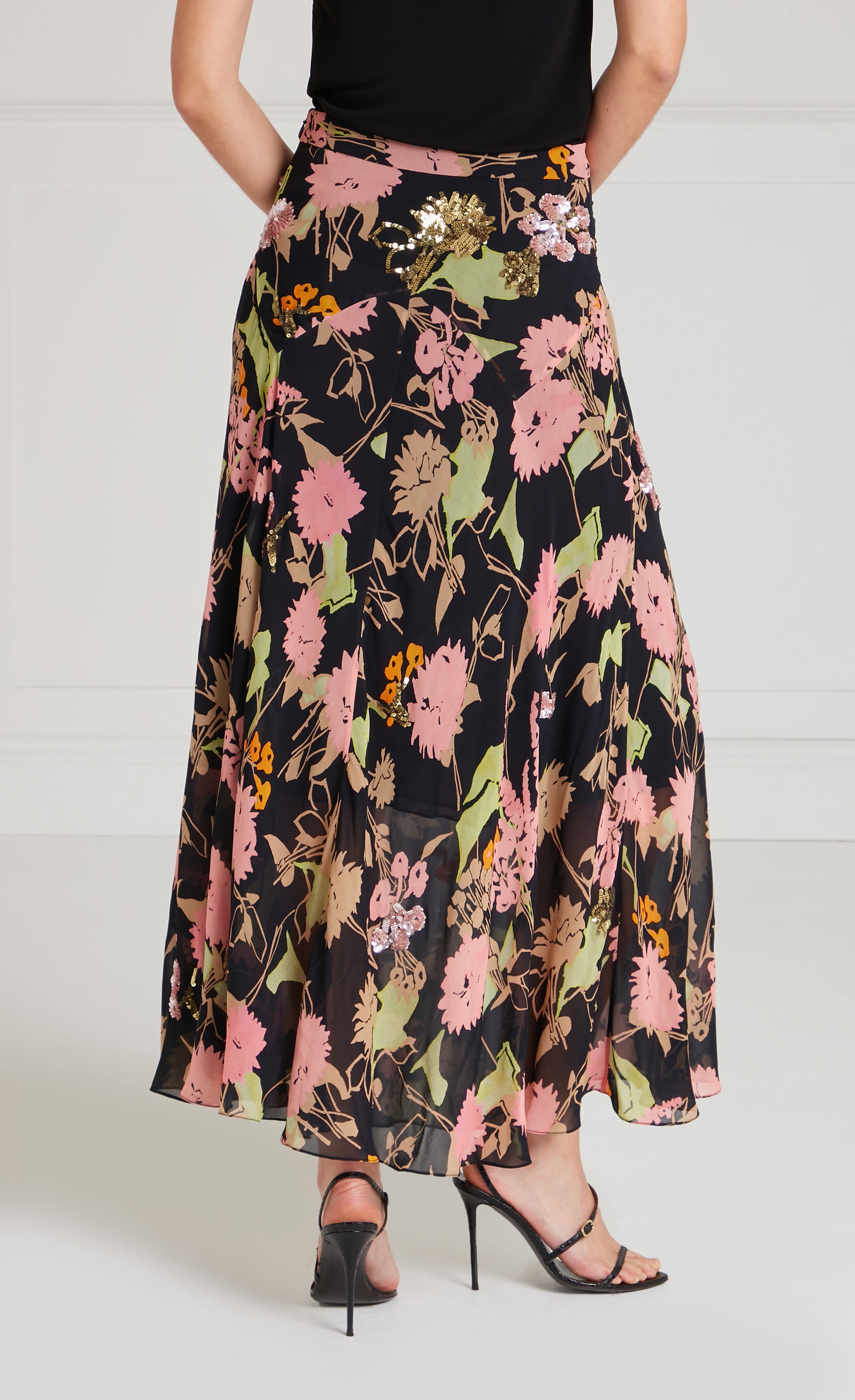 Temperley London Maisie Skirt spódnica midi Black Mix