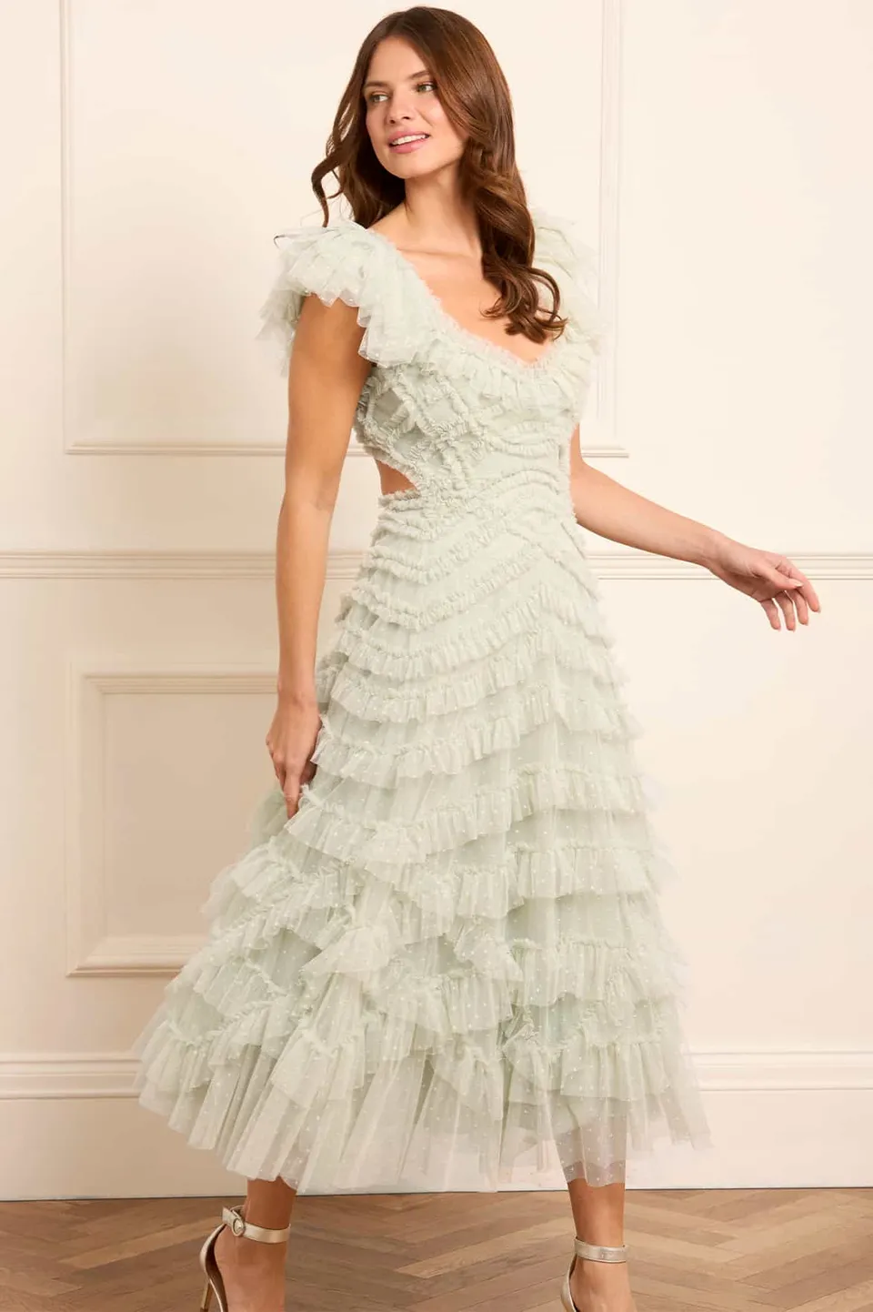 Needle & Thread Lola Backless Ballerina Dress sukienka zielona