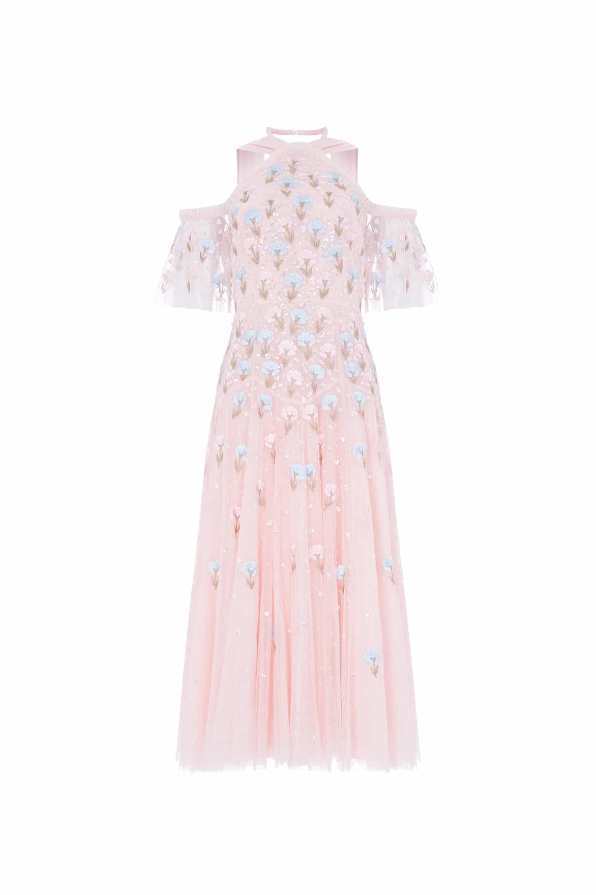 Needle & Thread Dandelion Ditsy Dress sukienka beżowa balerina