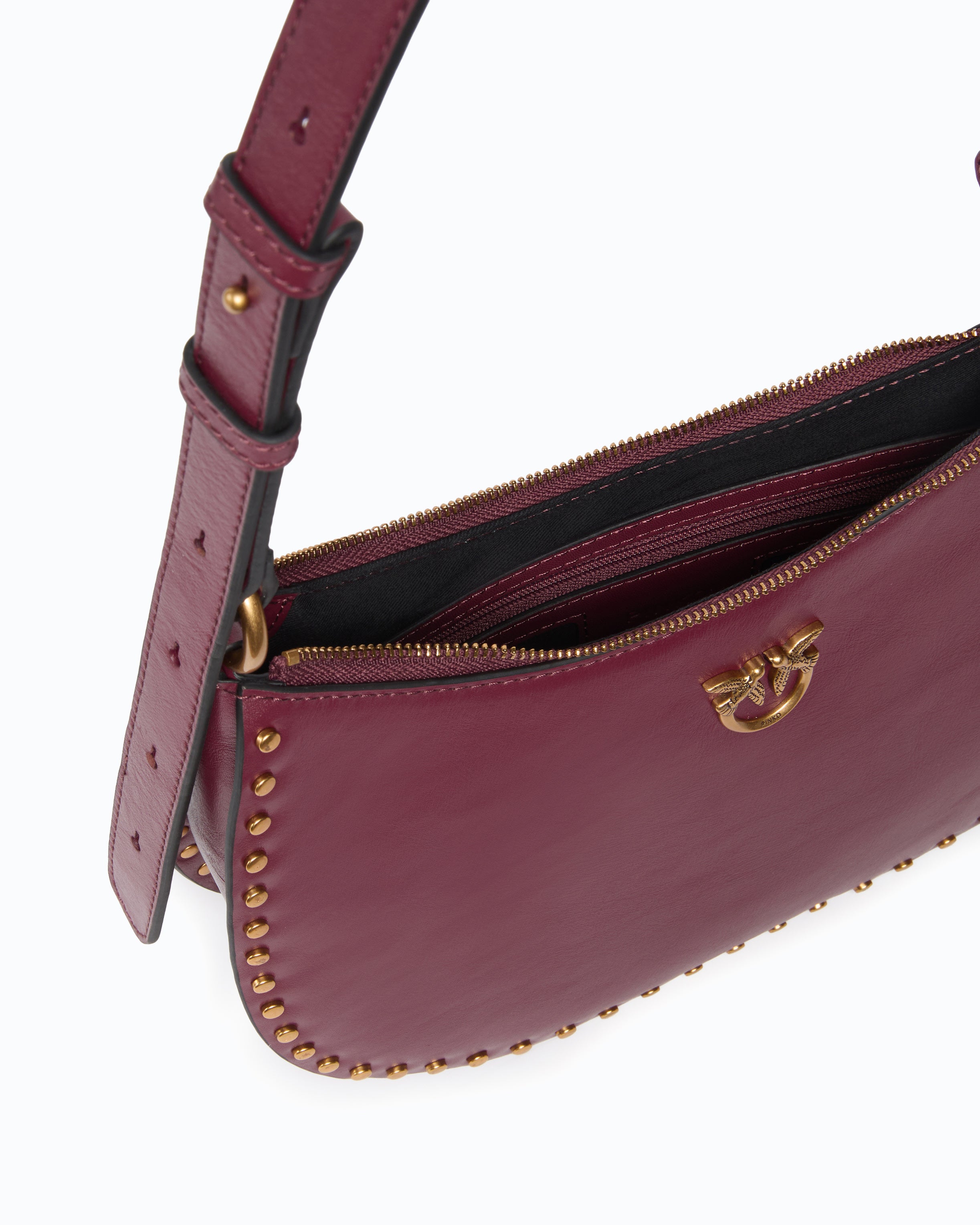 Pinko Half Moon Mini torebka bordowa ćwieki