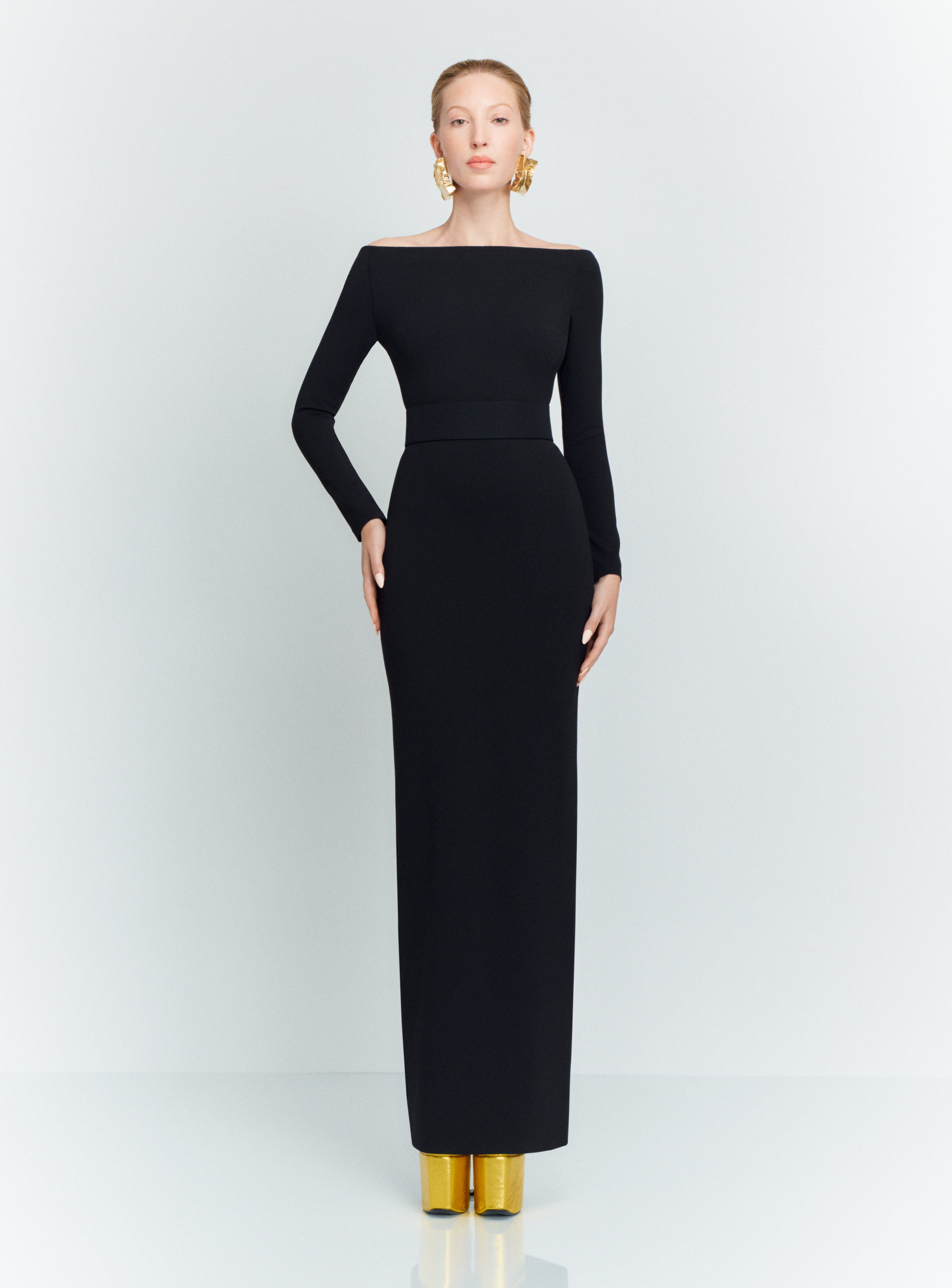 Solace London Sabina Maxi Dress sukienka czarna odkryte ramiona