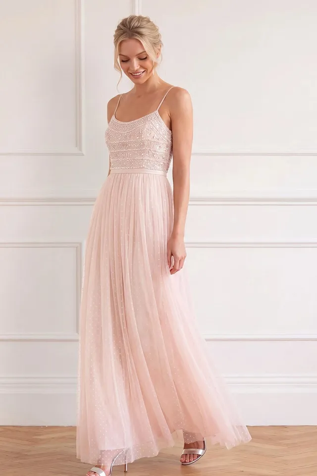 Needle & Thread Lace Coppelia Gown suknia różowa z peleryną