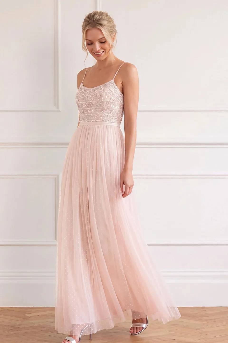 Needle & Thread Lace Coppelia Gown suknia różowa z peleryną