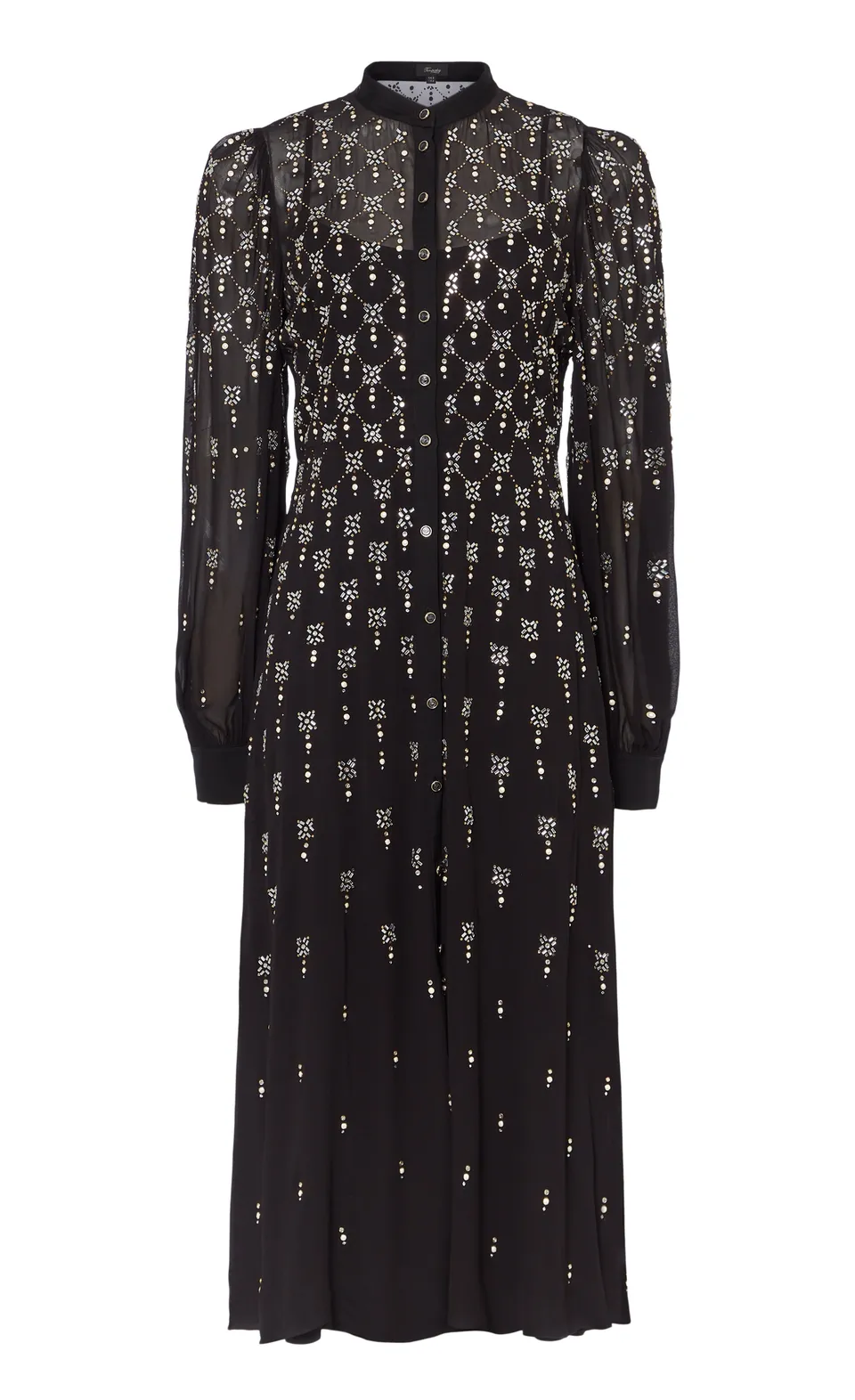 Temperley London Gallantry Shirt Dress sukienka czarna midi haft