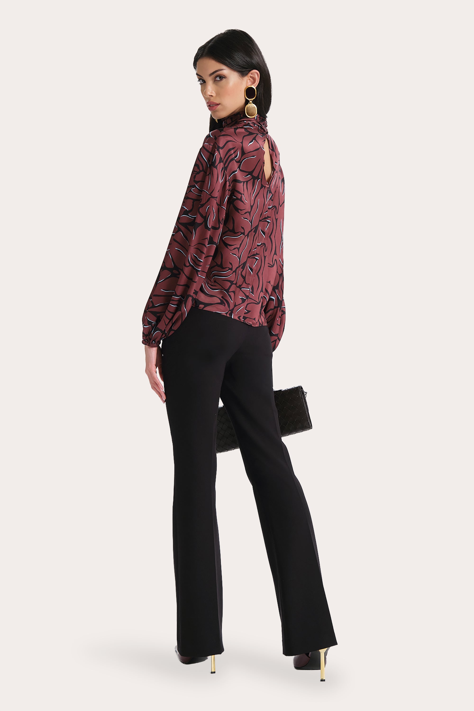 Elie Tahari Naya Silk bluzka Noir Coral jedwabna
