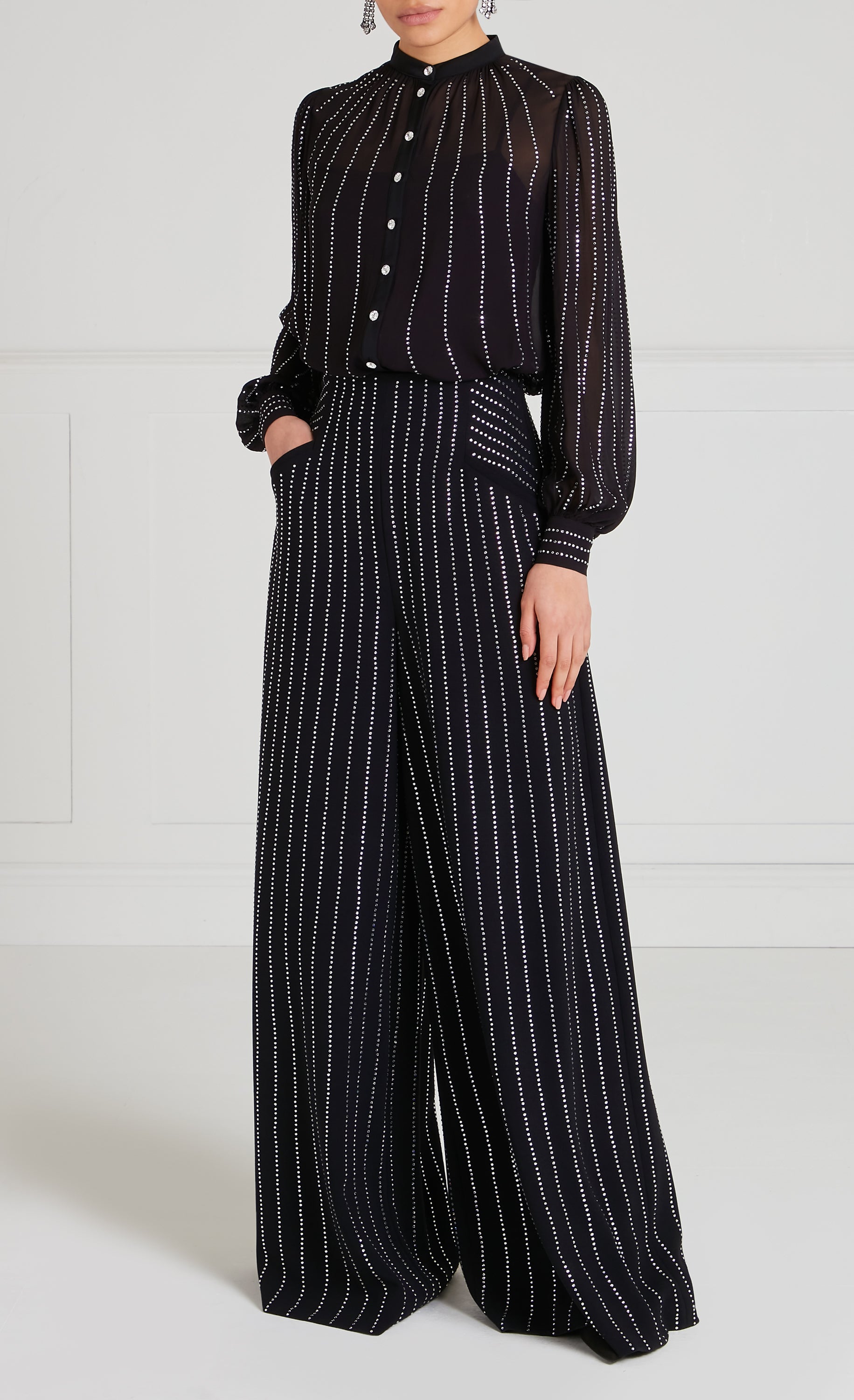 Temperley London Villanelle spodnie czarne z cyrkoniami
