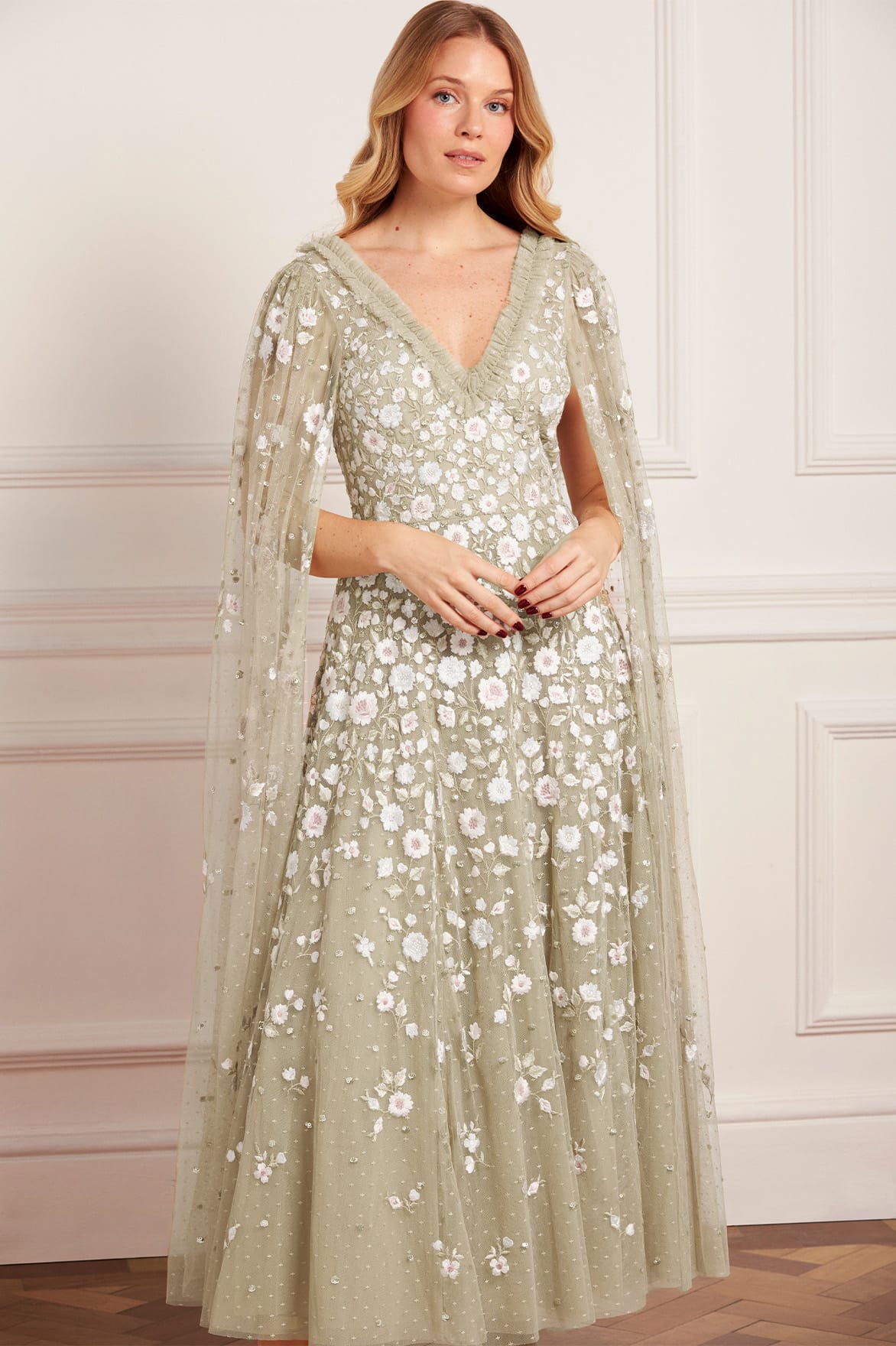 Needle & Thread Ethereal Blooms Cape suknia zielona