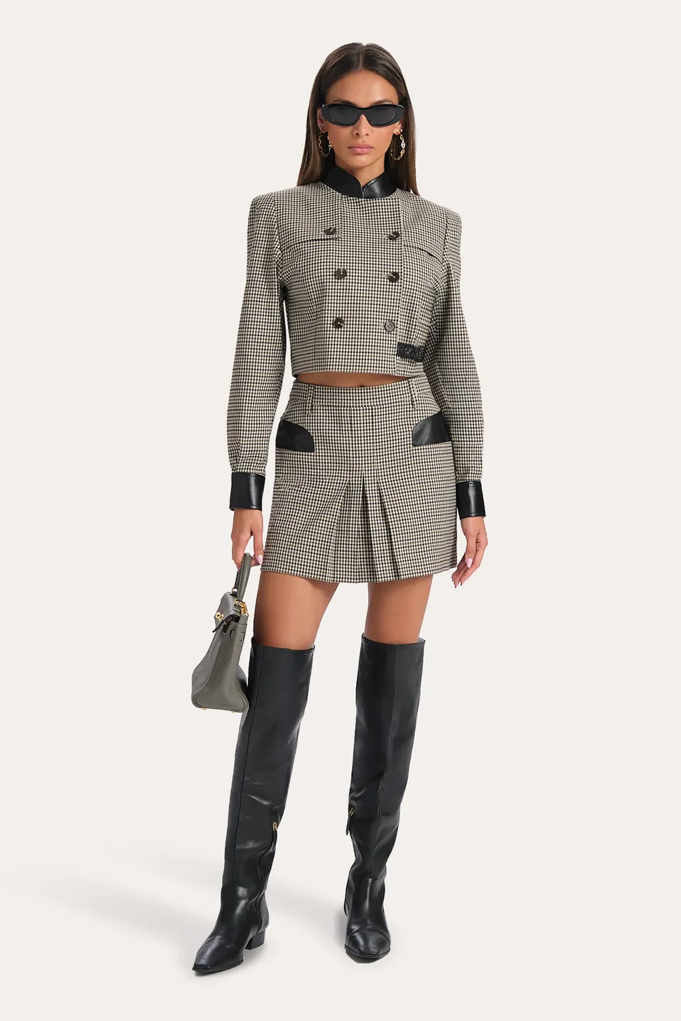 Elie Tahari Louisa spódnica mini plisowana kratka