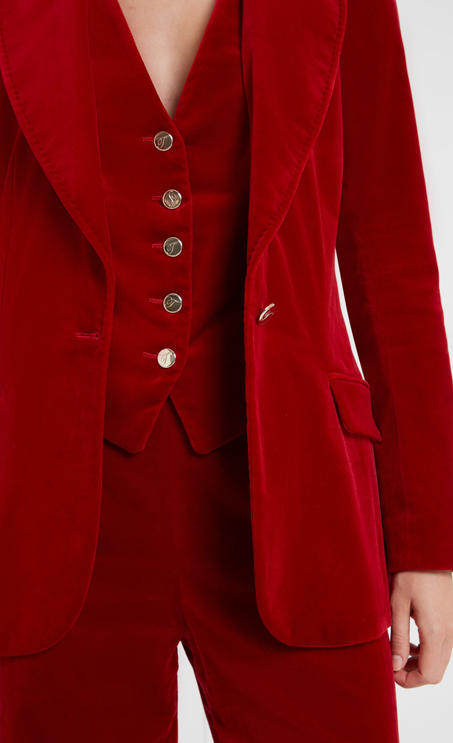Temperley London Clove Velvet marynarka bordowa 2% elastan