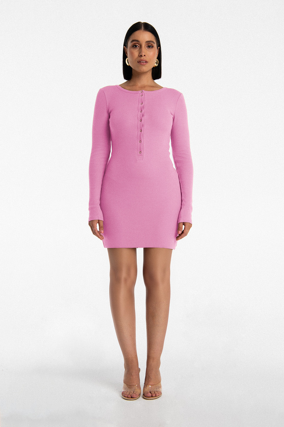 Nudyess Isla sukienka mini pink prążkowana