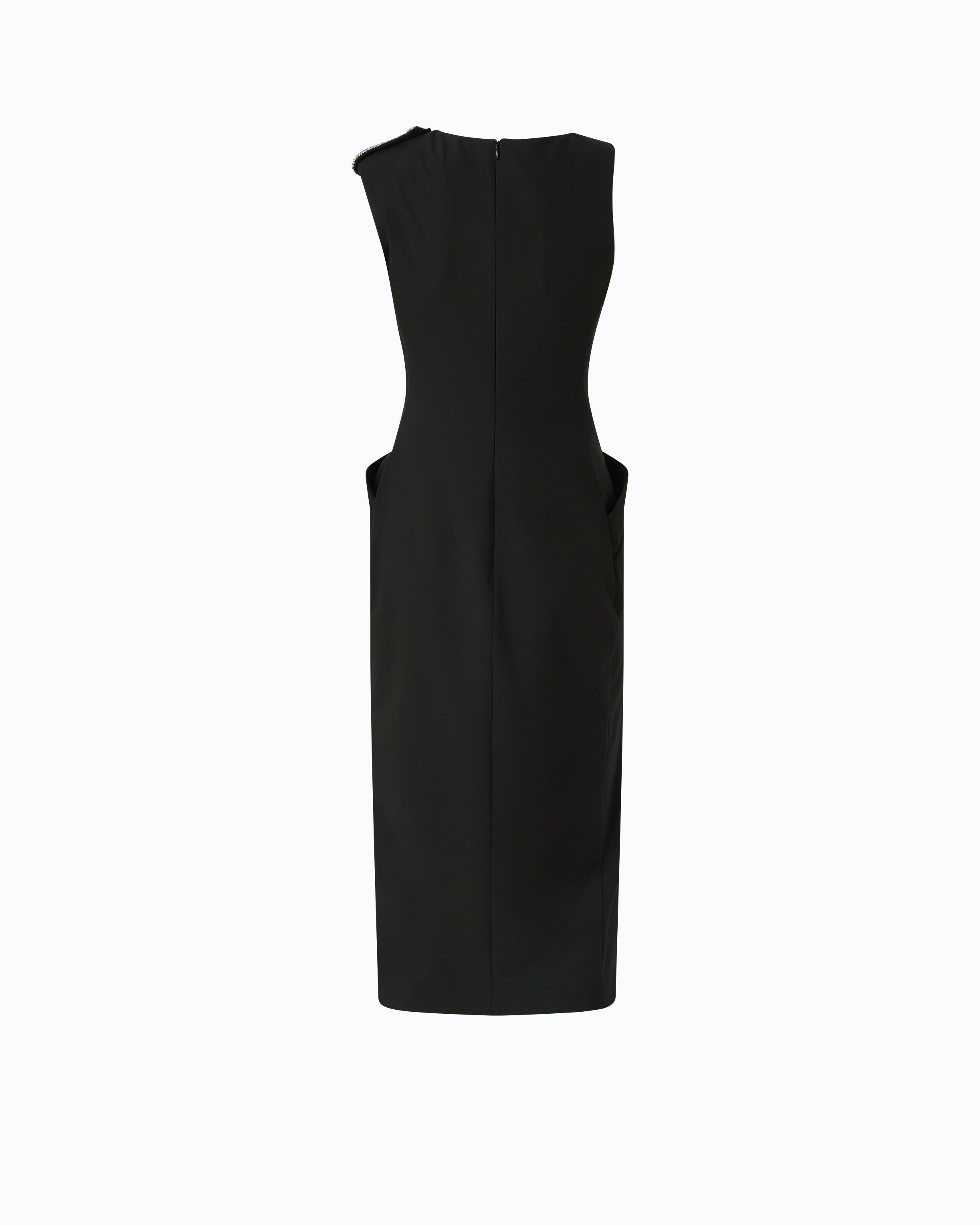 Pinko Ulysse Dress sukienka ołówkowa midi czarna z kryształkami
