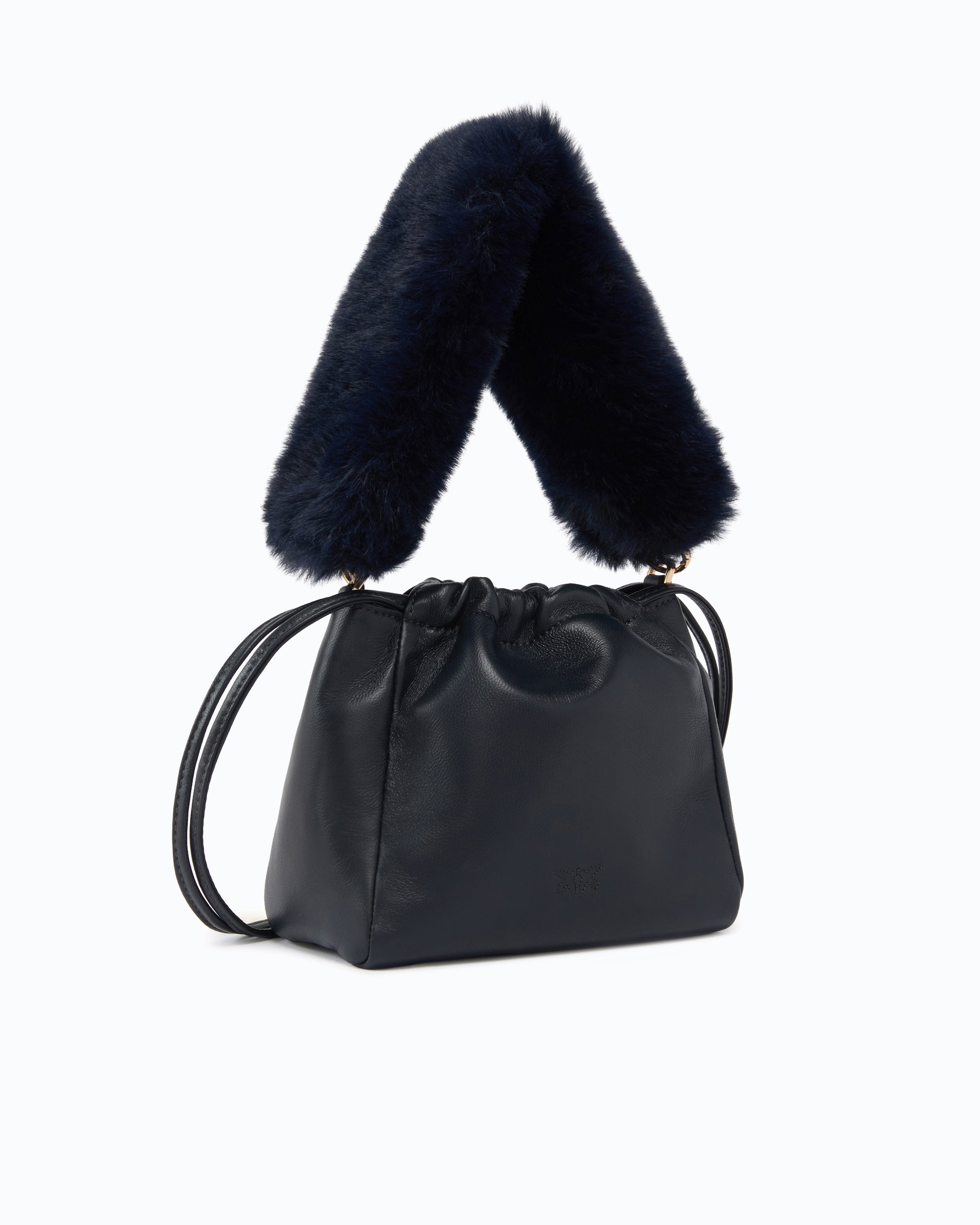 Pinko Pouch torebka worek nappa futerko