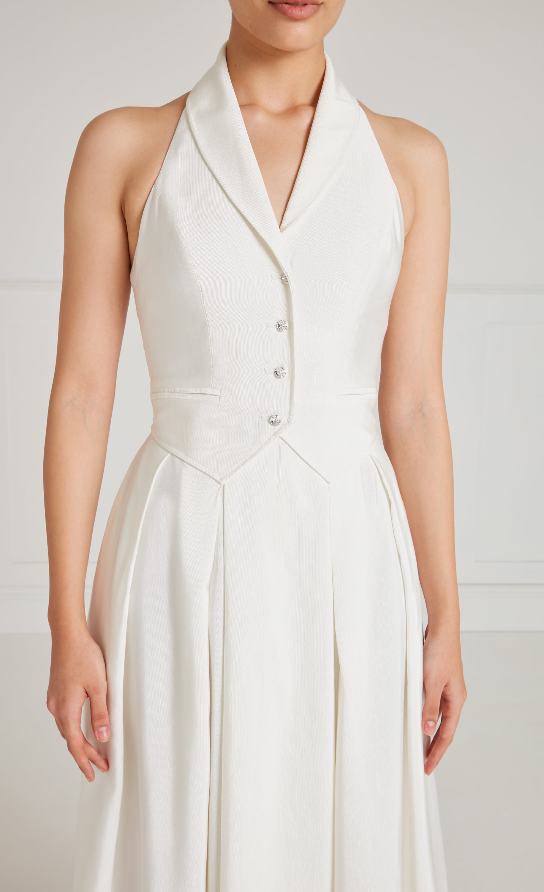 Temperley London Elodie sukienka koktajlowa biała halter