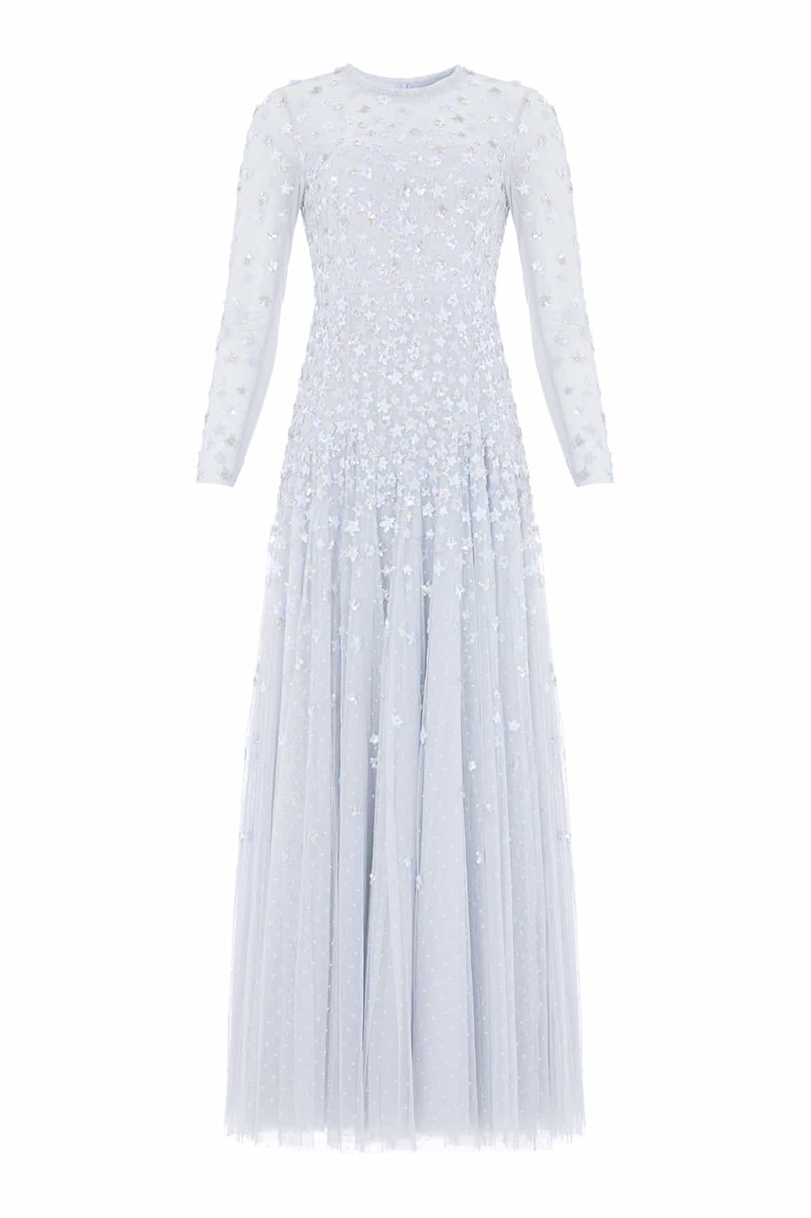Needle & Thread Starry Nights Round Neck sukienka wieczorowa niebieska w gwiazdki
