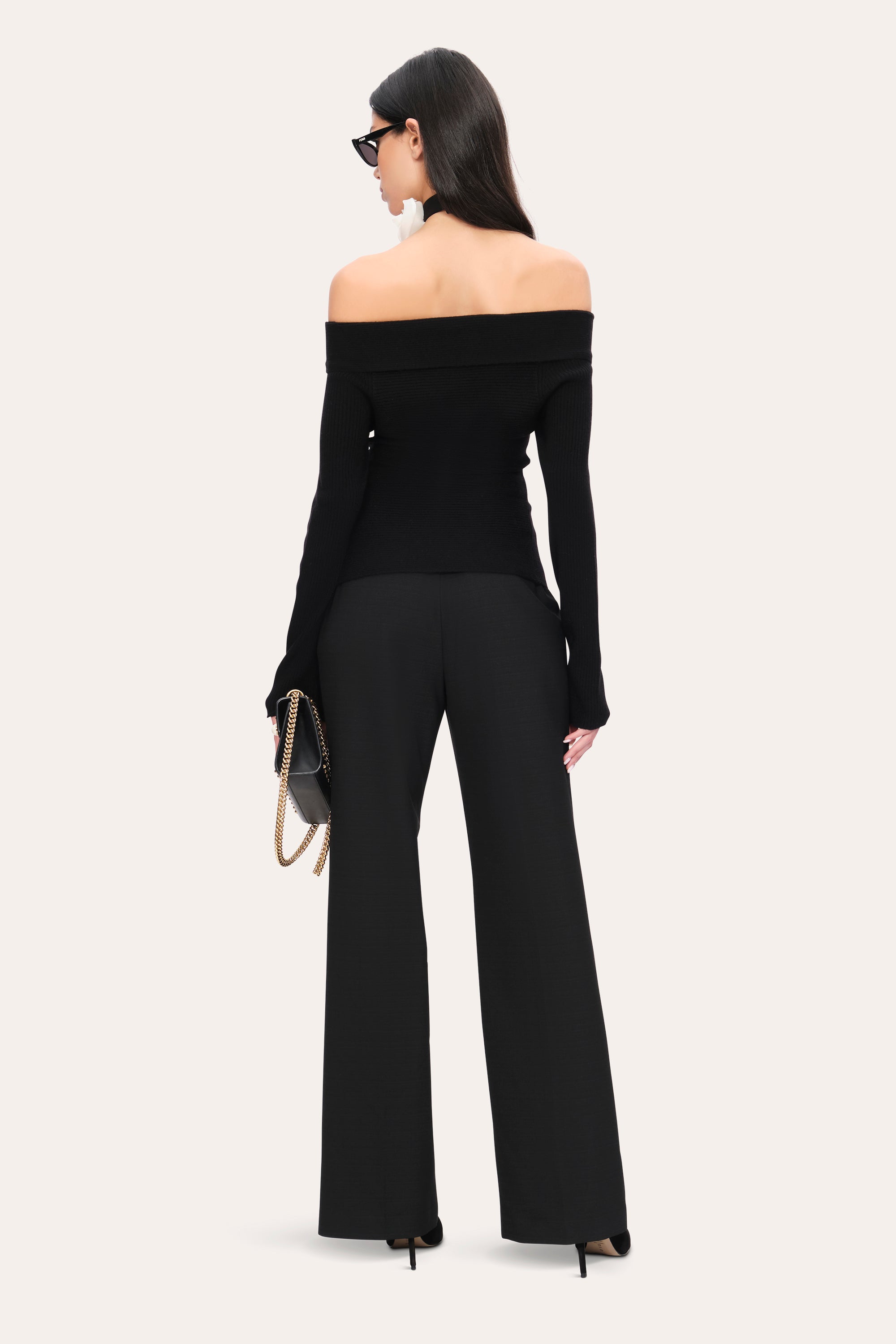 Elie Tahari E954X514 sweter czarny kaszmirowy