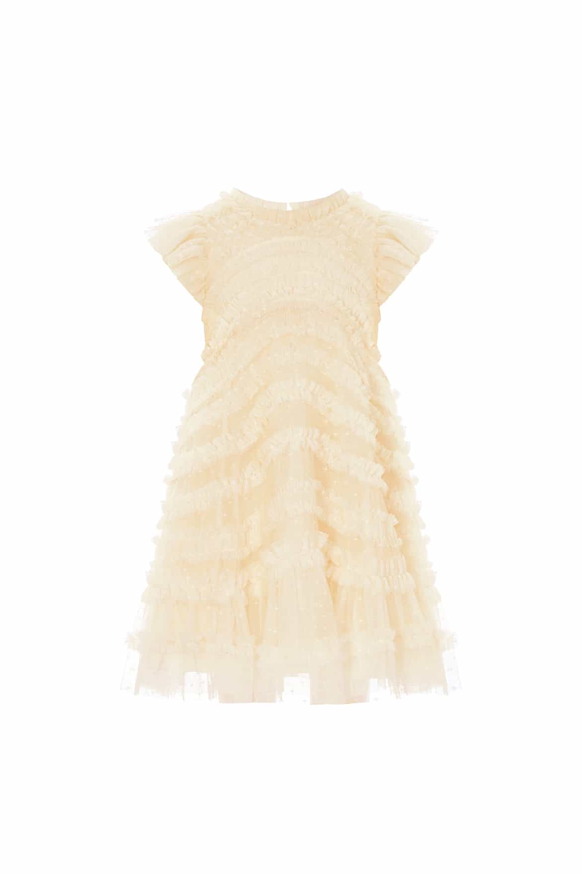 Needle & Thread Amara Ruffle Sleeve Kids Dress żółta