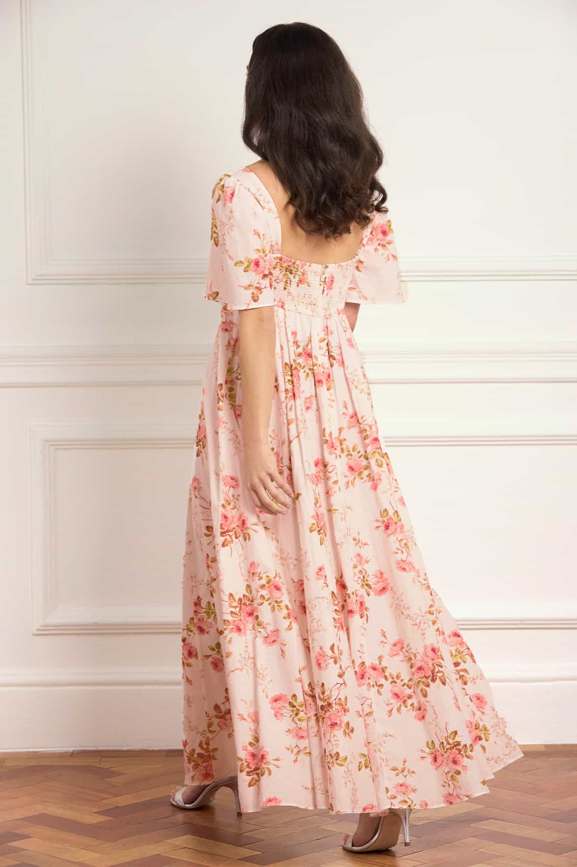 Needle & Thread Summer's Rose Linen Blend sukienka różowa