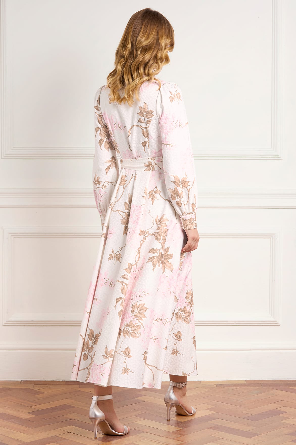 Needle & Thread Wisteria Jacquard Long Sleeve Shirt Dress sukienka biała